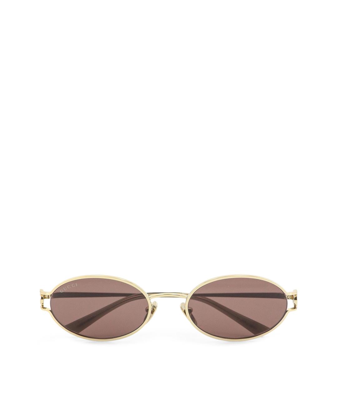 GUCCI Золотые металлические солнцезащитные очки, фото 1