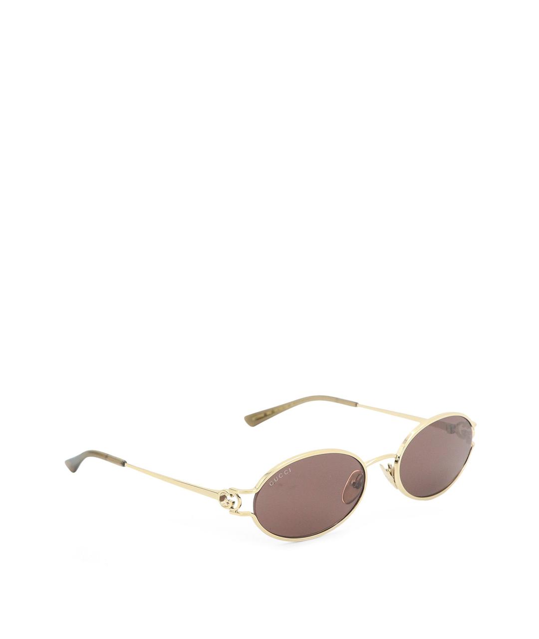 GUCCI Золотые металлические солнцезащитные очки, фото 2