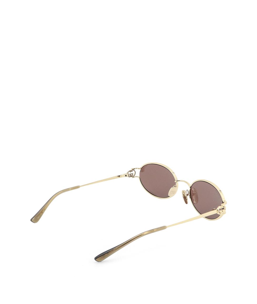 GUCCI Золотые металлические солнцезащитные очки, фото 3