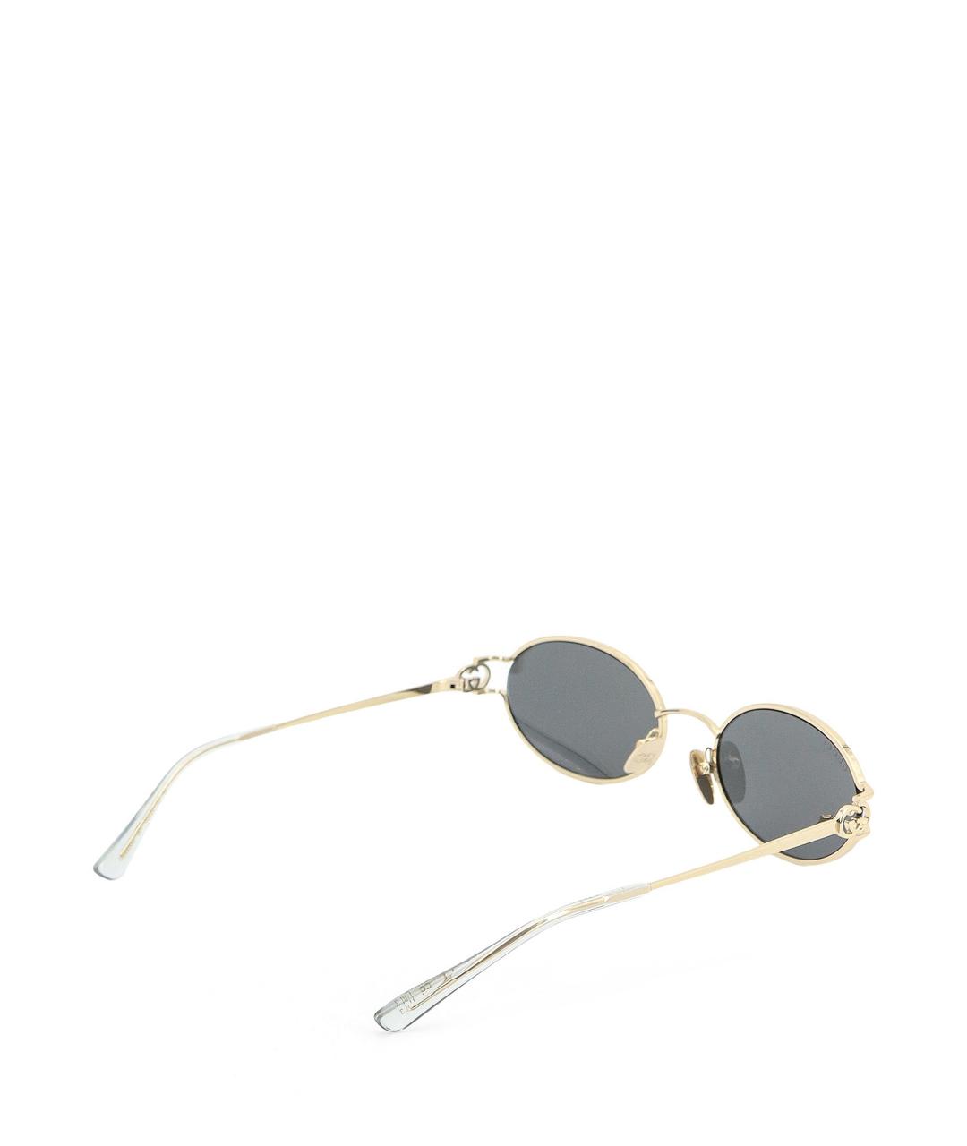 GUCCI Золотые металлические солнцезащитные очки, фото 3