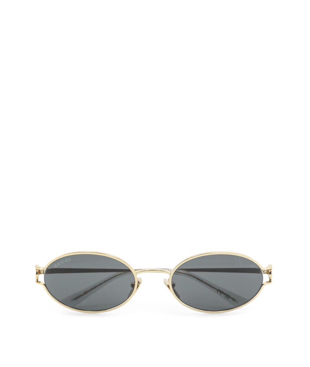 GUCCI Золотые металлические солнцезащитные очки, фото 1