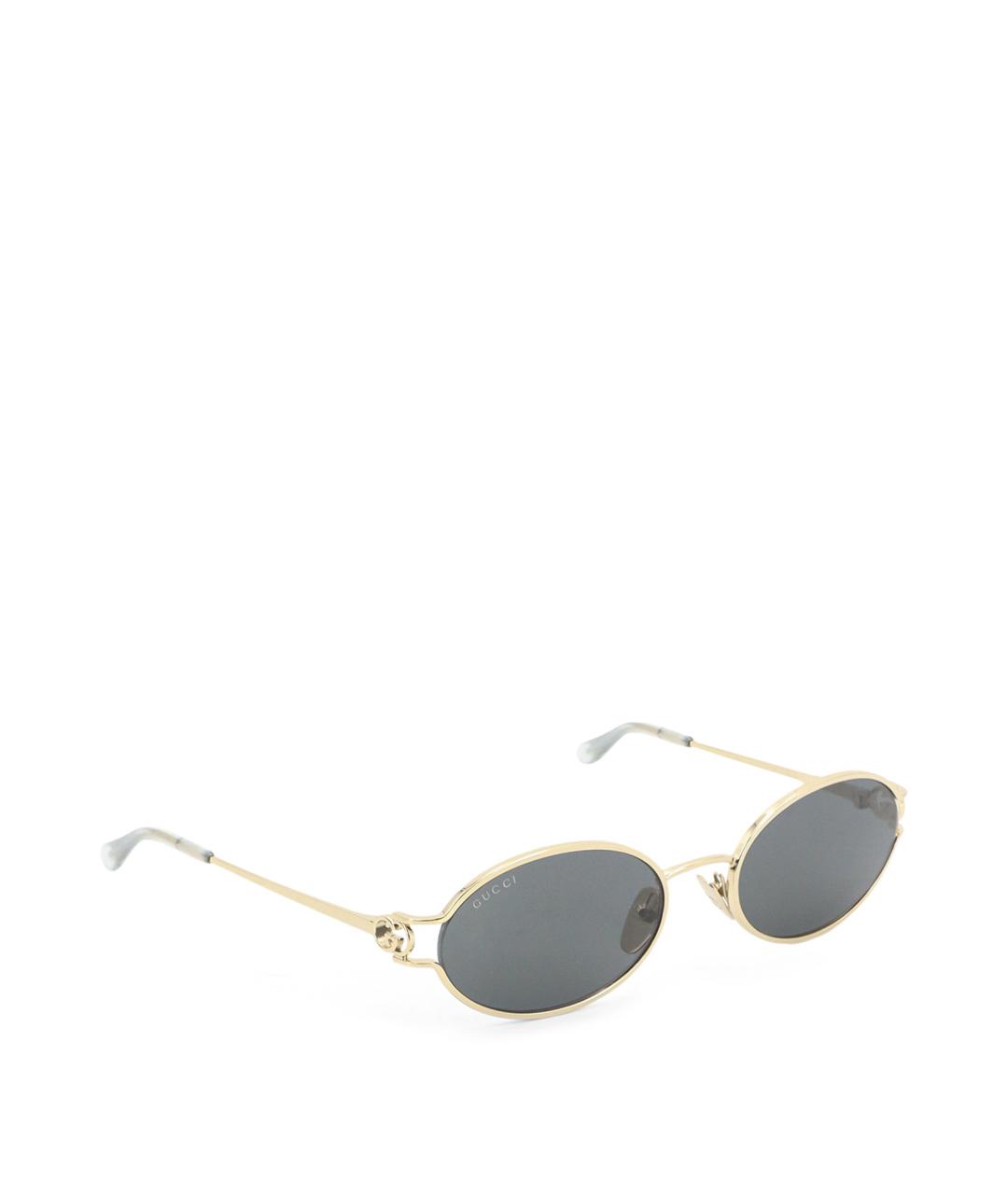 GUCCI Золотые металлические солнцезащитные очки, фото 2