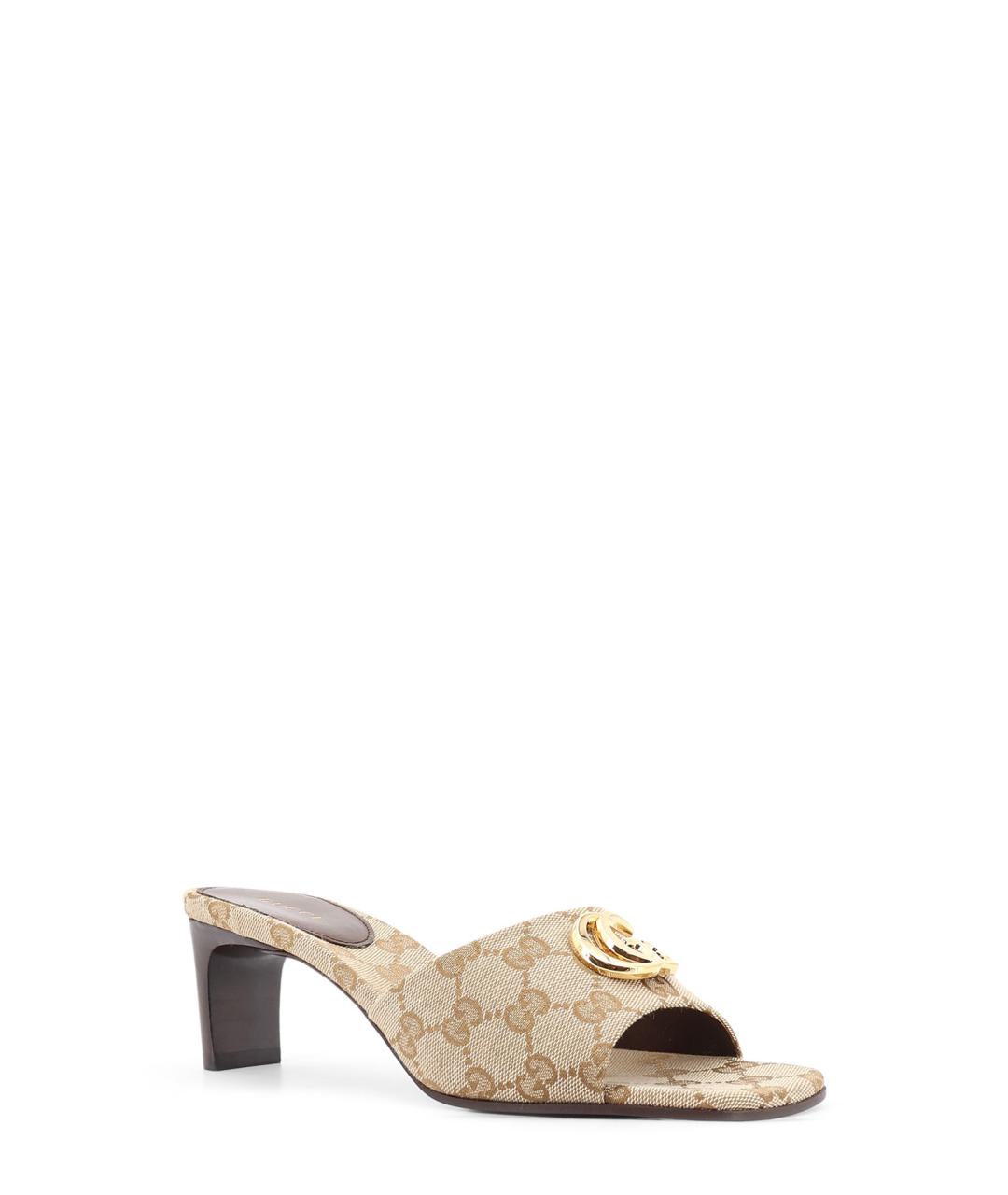 GUCCI Бежевые текстильные мюли, фото 2