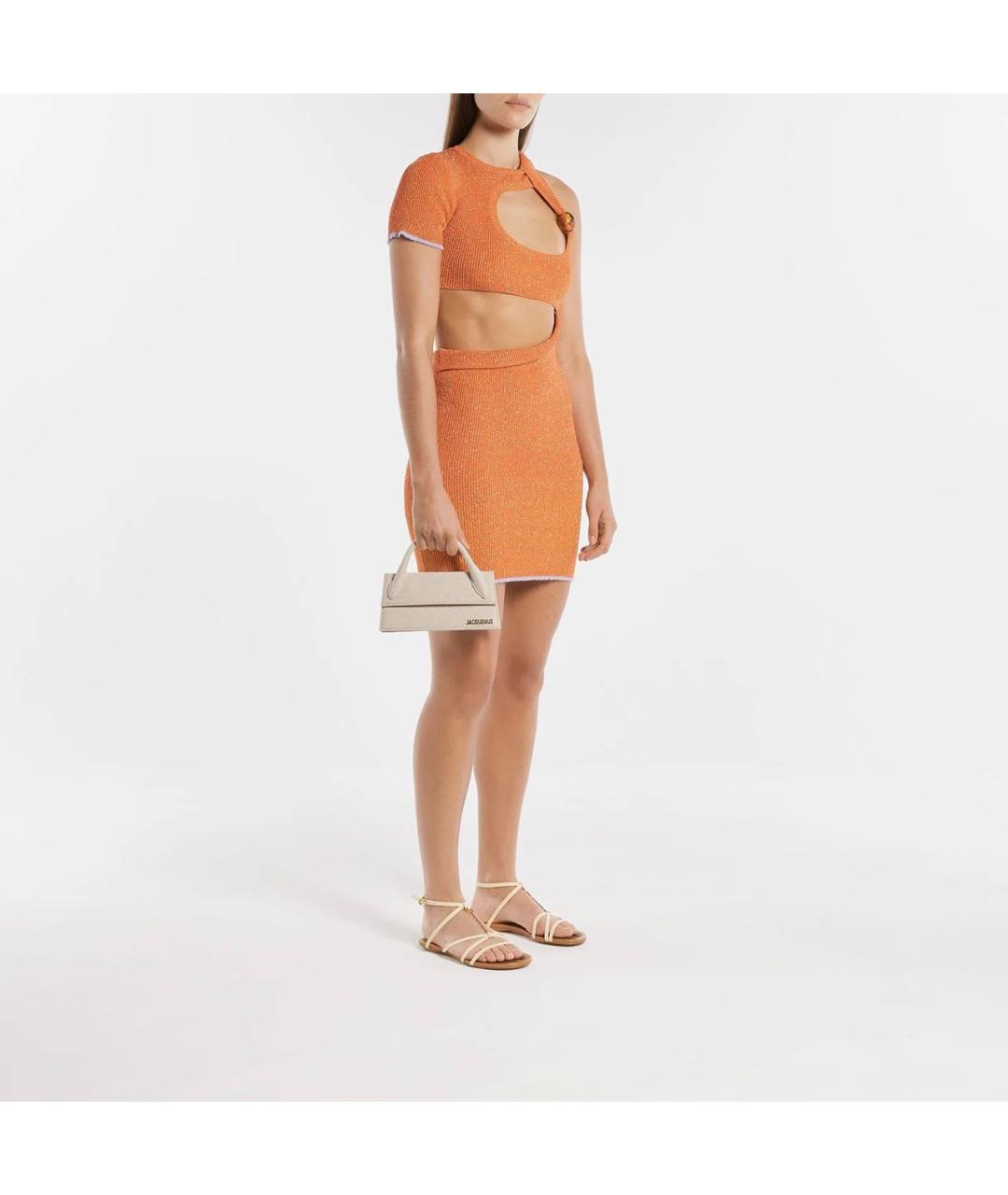 JACQUEMUS Бежевая льняная сумка с короткими ручками, фото 8