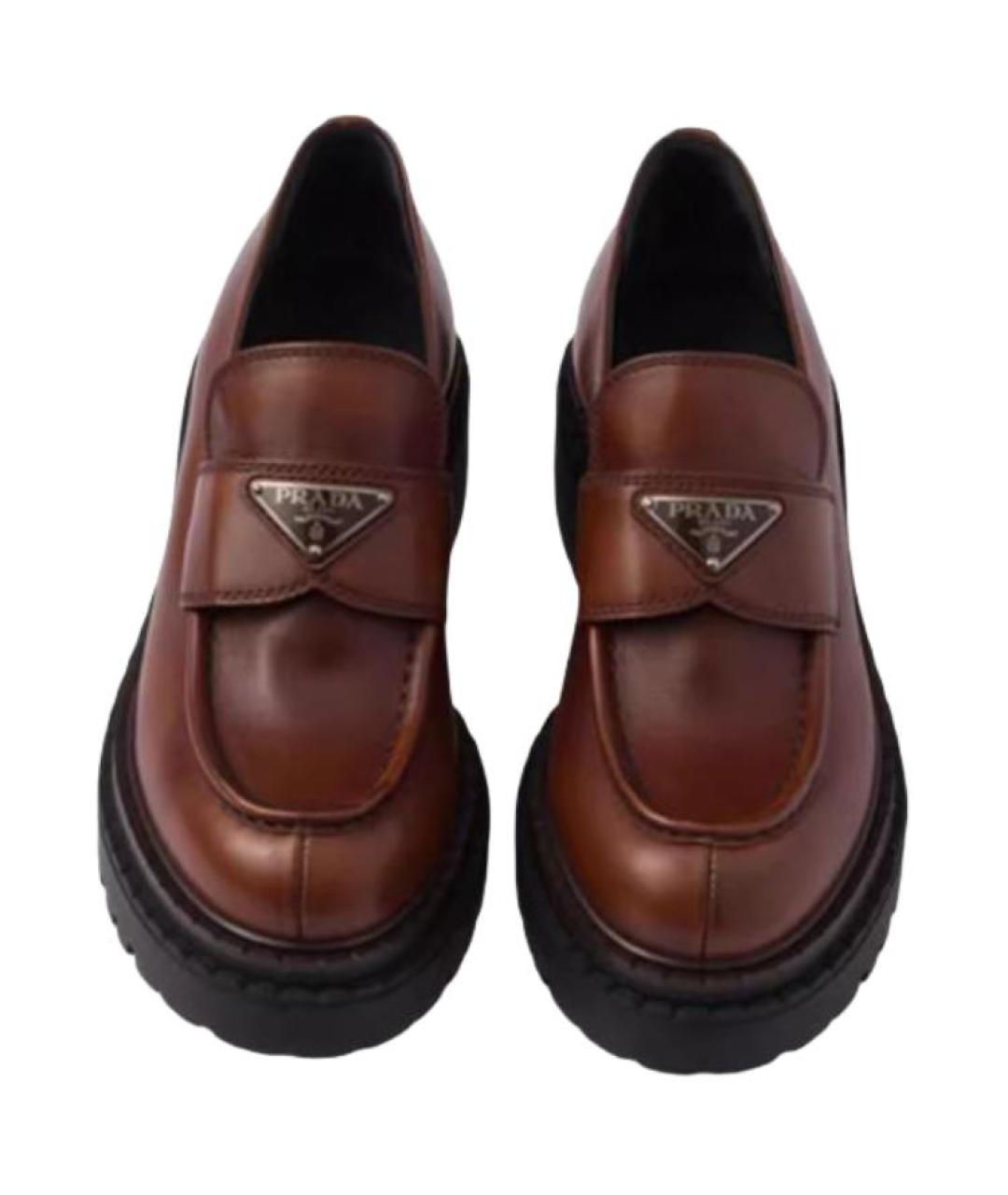 PRADA Коричневые кожаные лоферы, фото 5