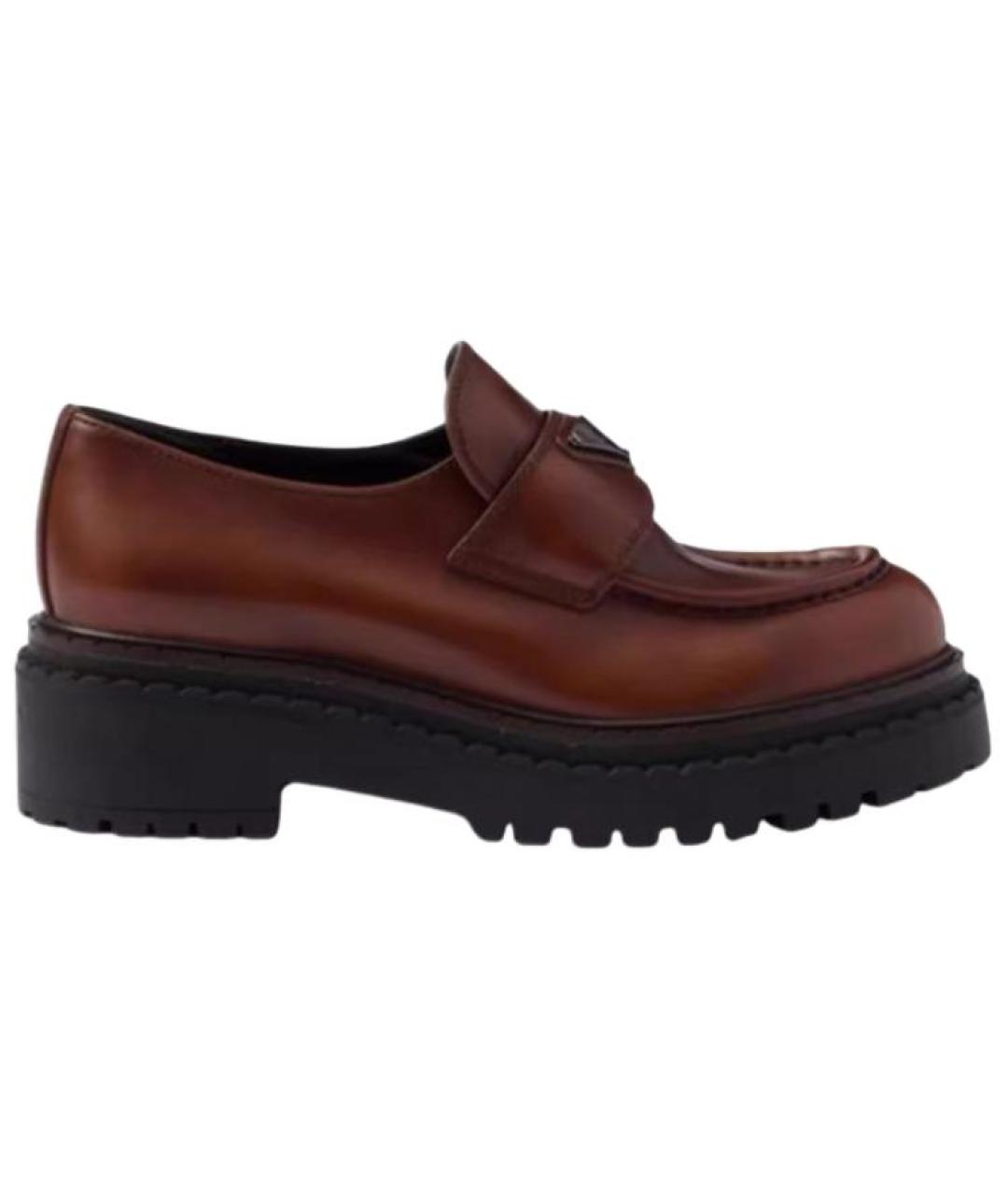 PRADA Коричневые кожаные лоферы, фото 1