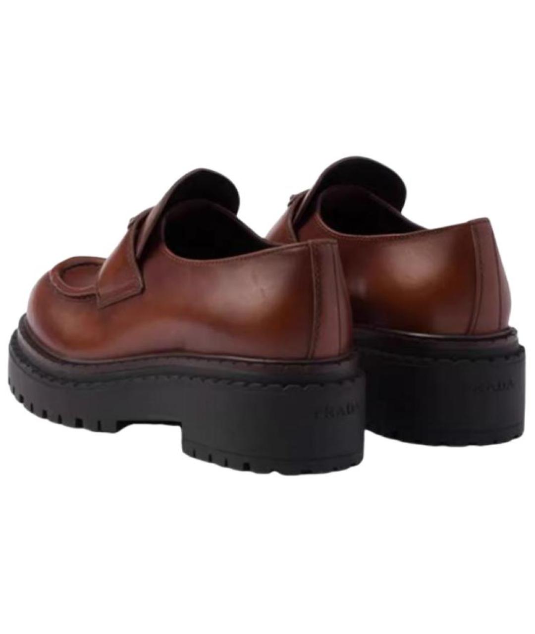 PRADA Коричневые кожаные лоферы, фото 4