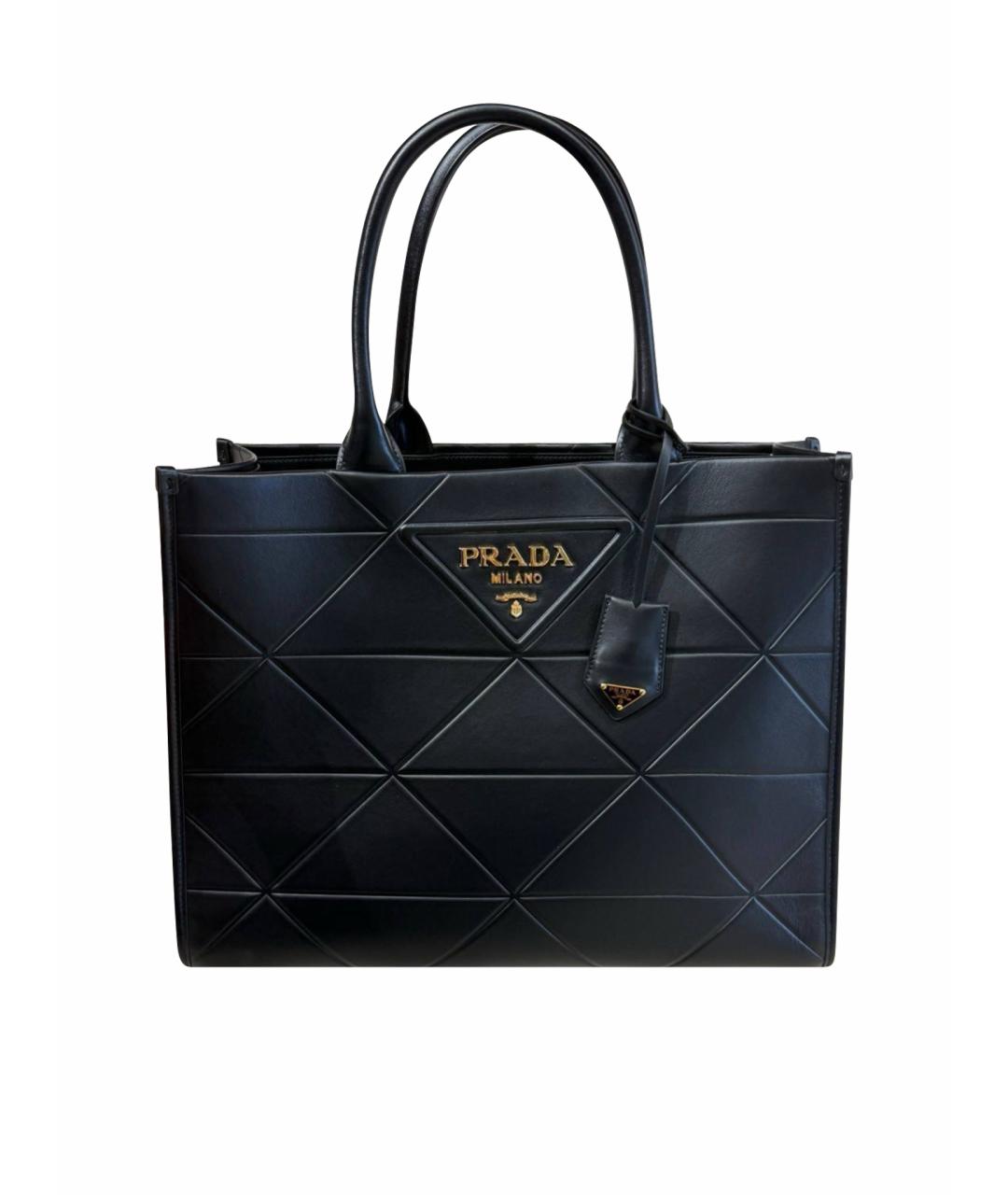 PRADA Черная кожаная сумка с короткими ручками, фото 1