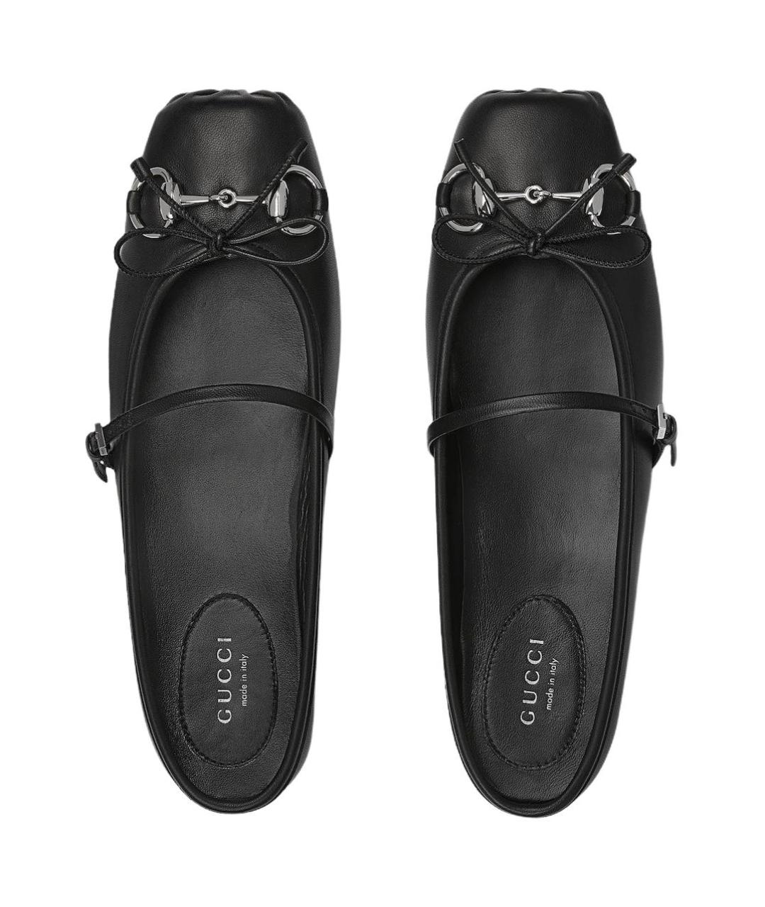 GUCCI Черные кожаные балетки, фото 4