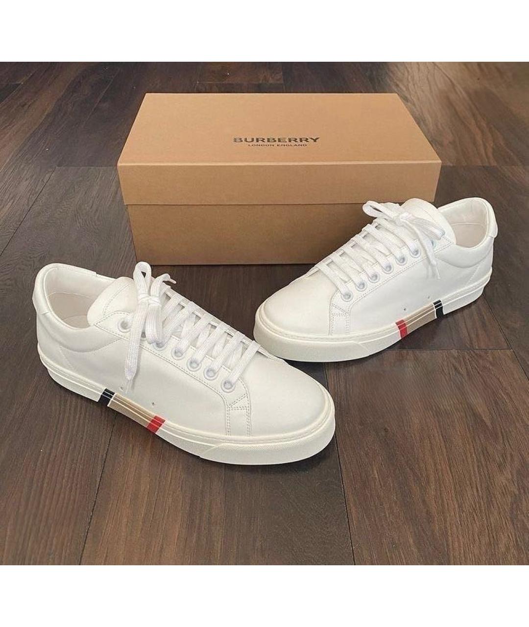 BURBERRY Белые кожаные кеды, фото 3