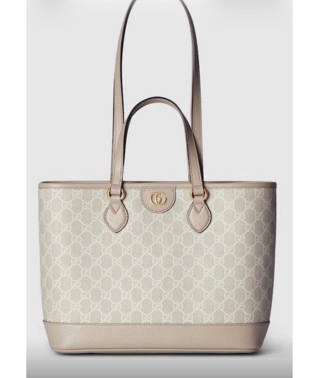 GUCCI Бежевая кожаная сумка тоут, фото 4