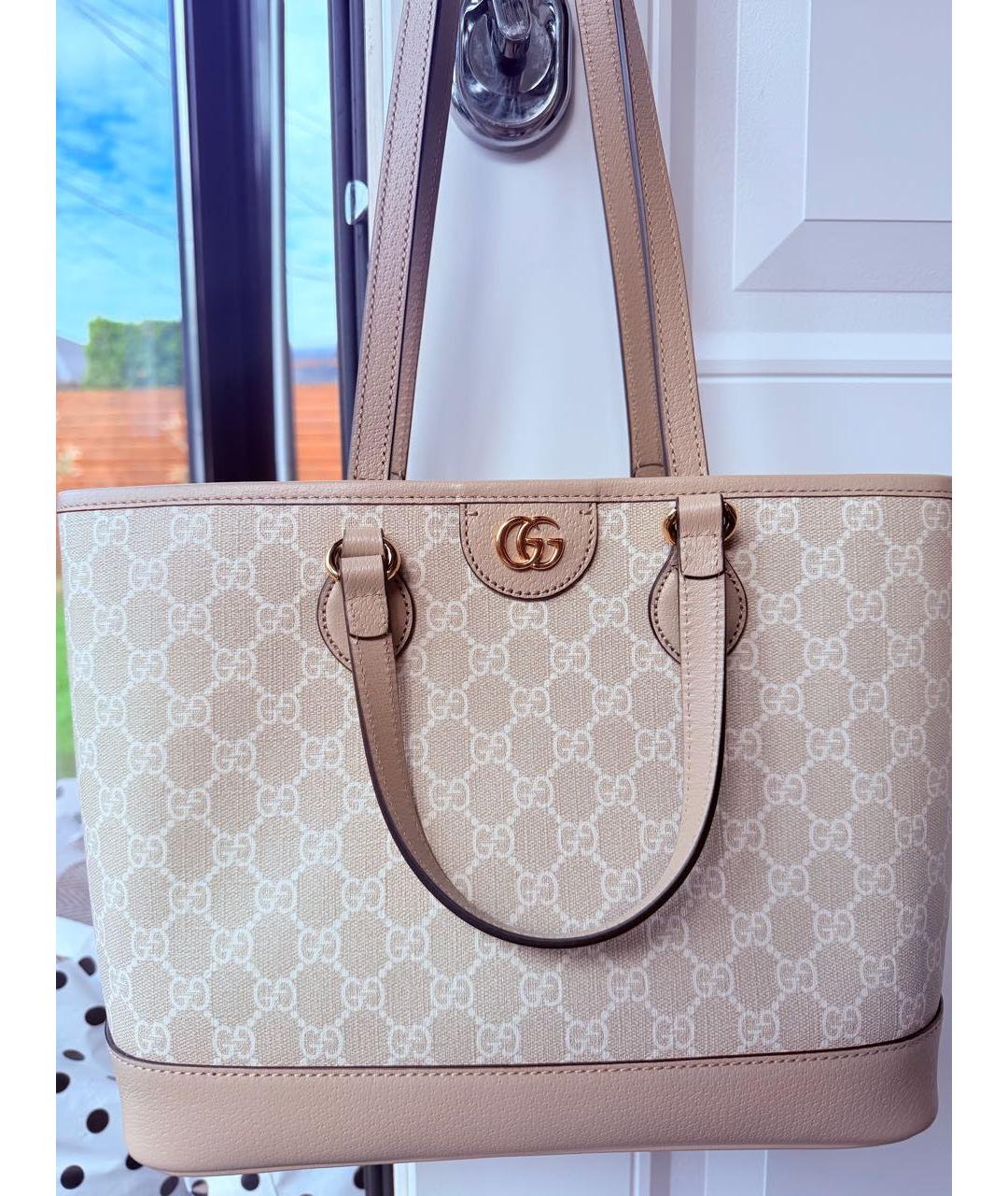 GUCCI Бежевая кожаная сумка тоут, фото 2