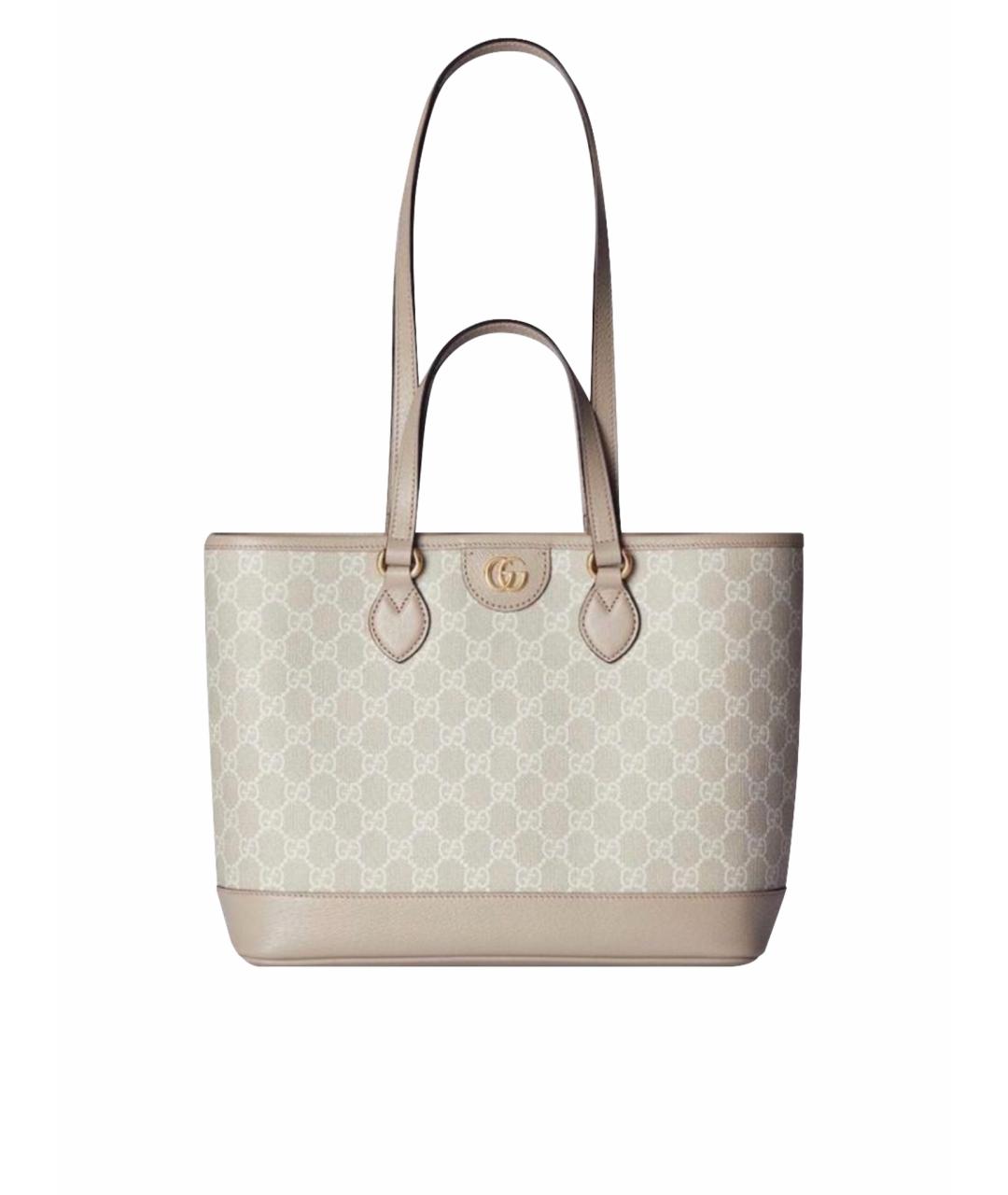 GUCCI Бежевая кожаная сумка тоут, фото 1