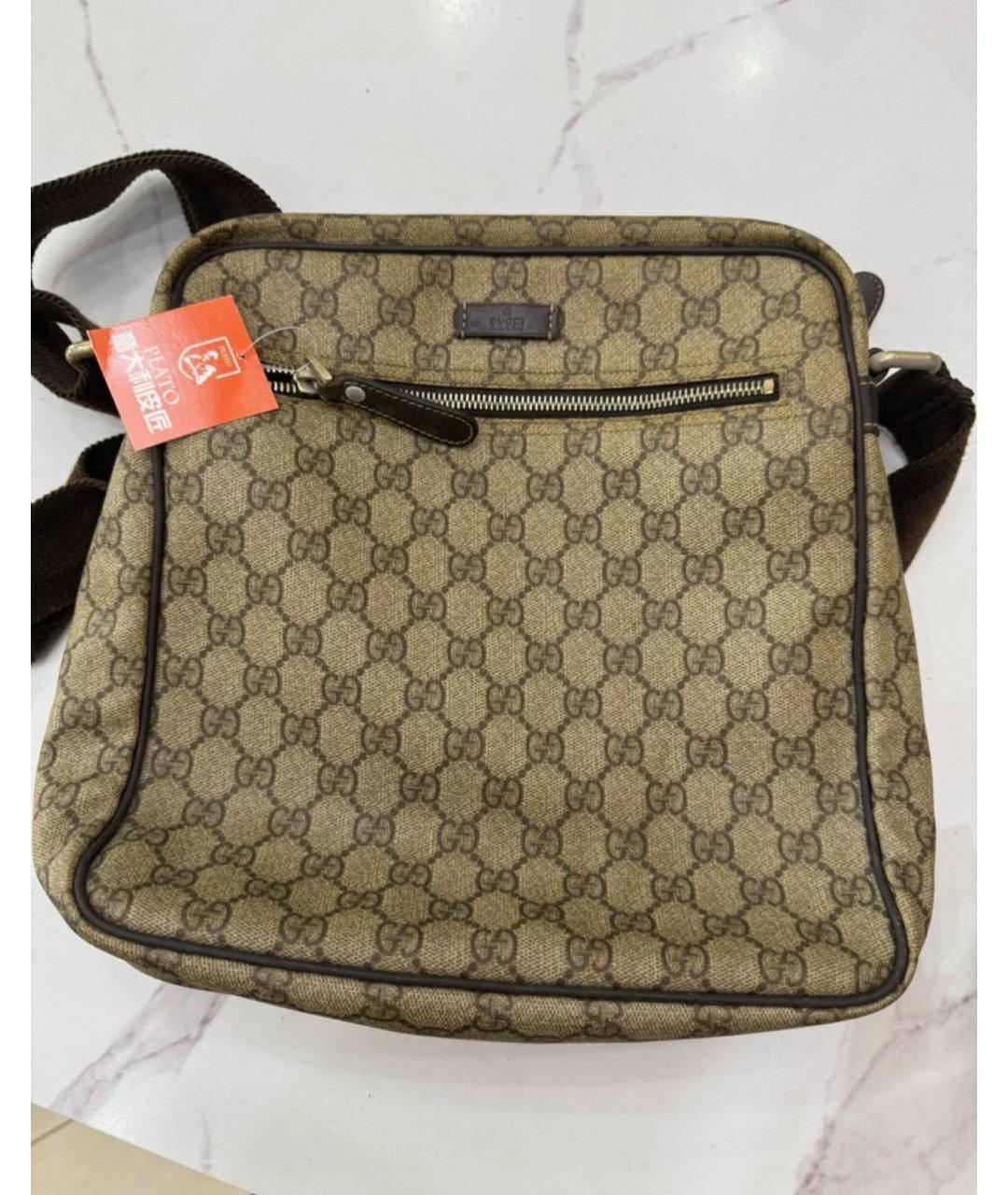 GUCCI Коричневая кожаная сумка на плечо, фото 3