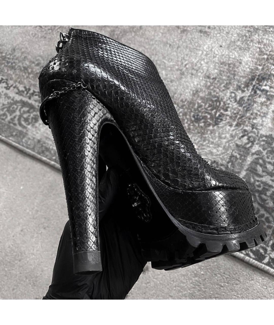 PHILIPP PLEIN Черные кожаные ботильоны, фото 3