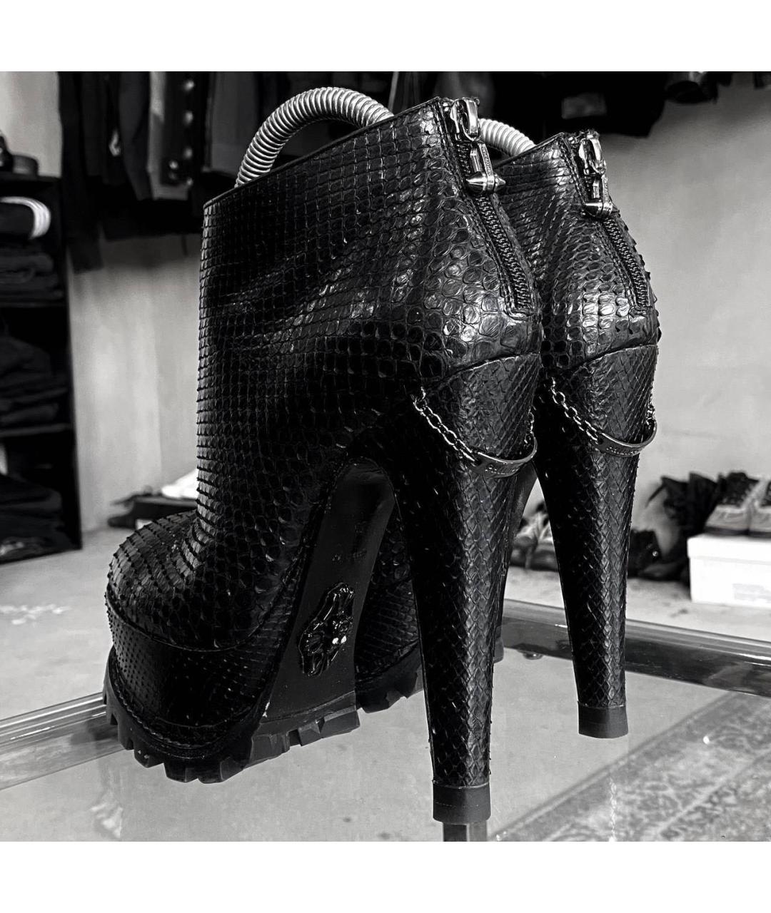 PHILIPP PLEIN Черные кожаные ботильоны, фото 2
