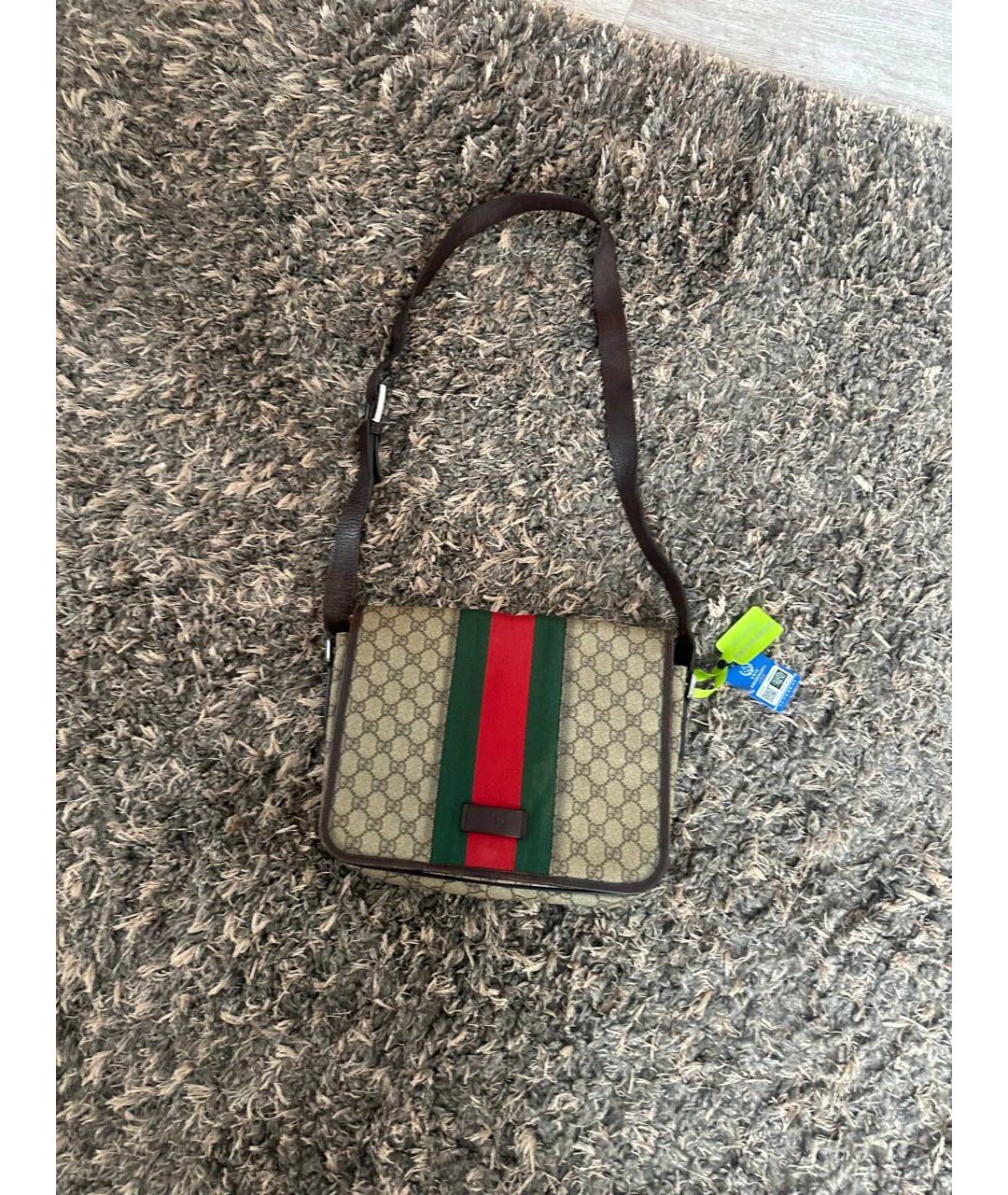GUCCI Коричневая кожаная сумка на плечо, фото 3