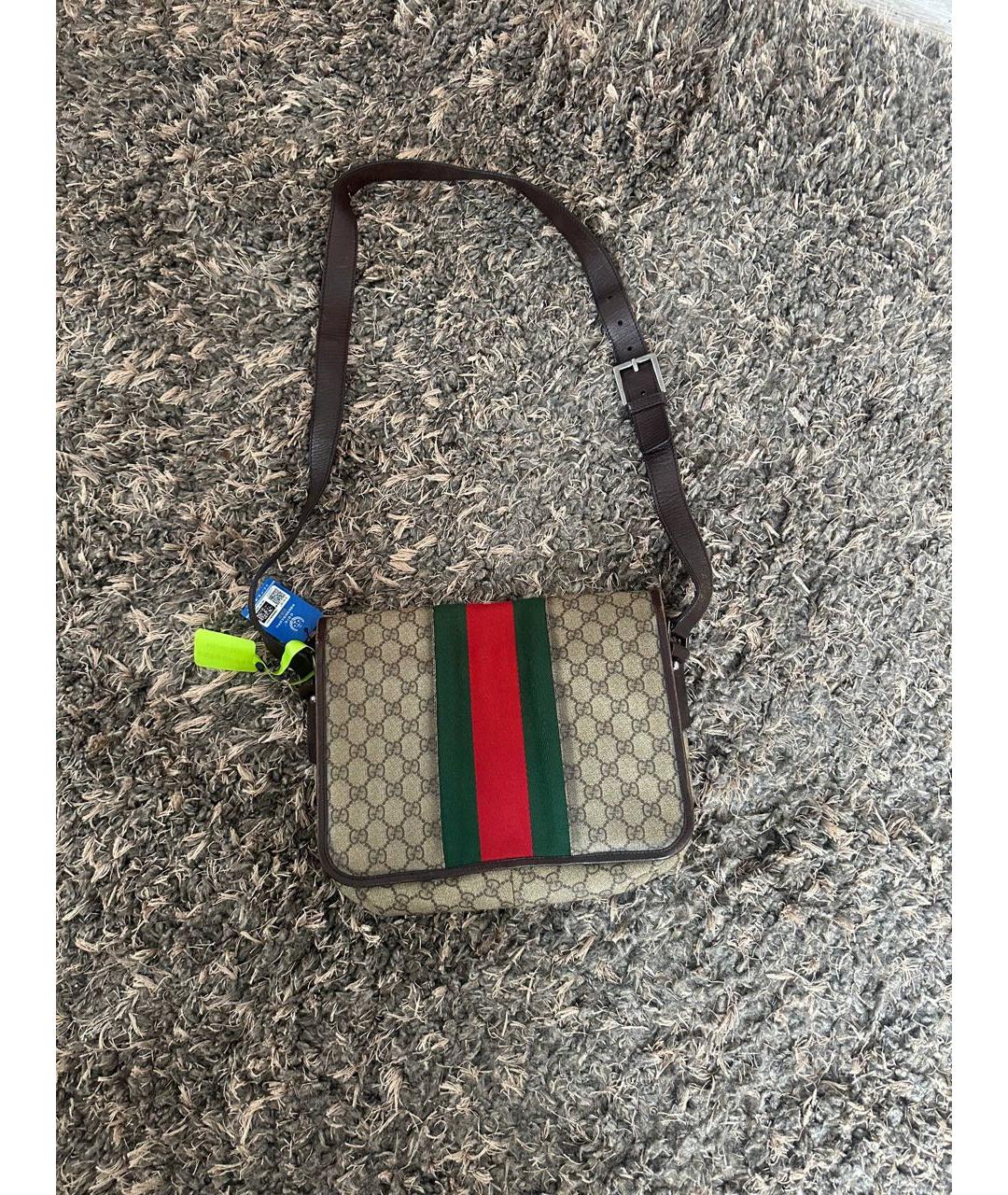 GUCCI Коричневая кожаная сумка на плечо, фото 2