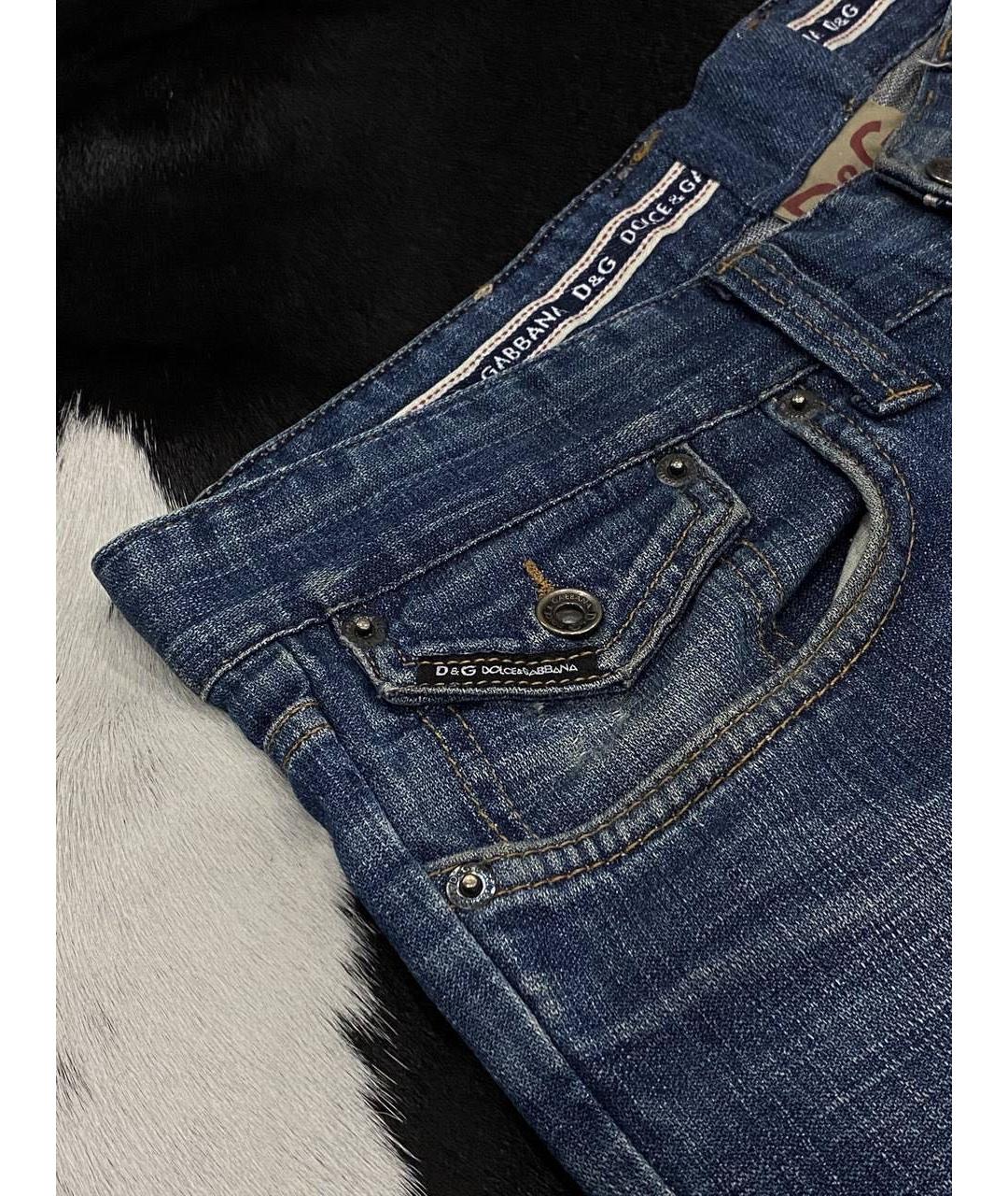 DOLCE&GABBANA Синие хлопковые прямые джинсы, фото 7