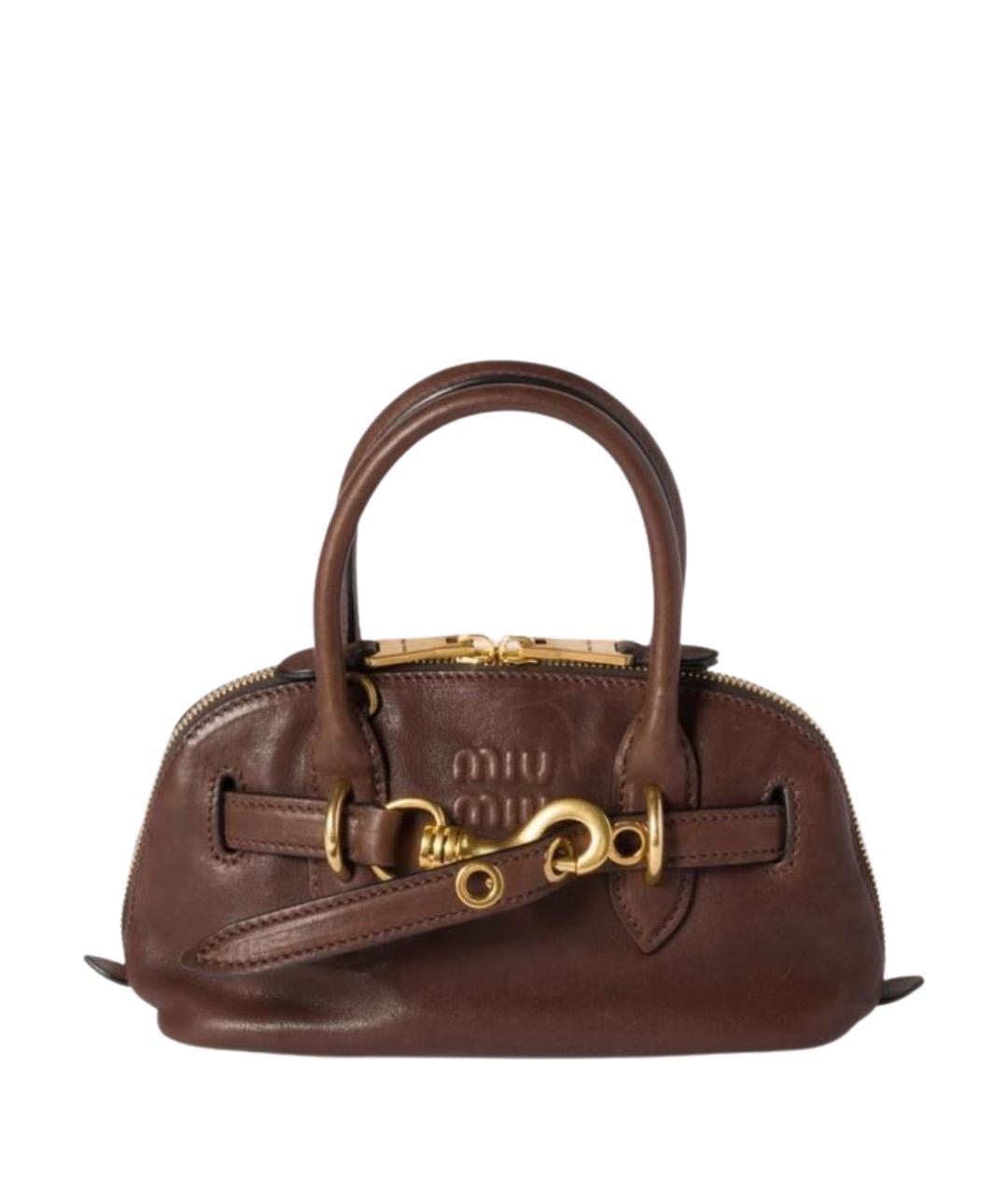 MIU MIU Коричневая кожаная сумка с короткими ручками, фото 1