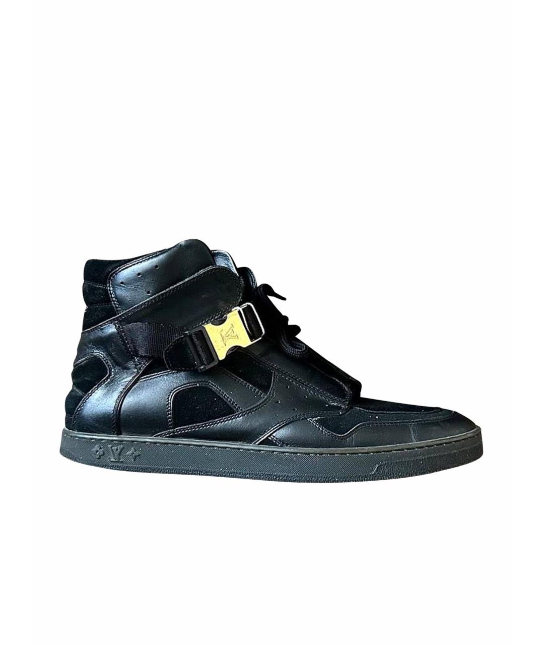 LOUIS VUITTON Черные кожаные высокие кроссовки / кеды, фото 1