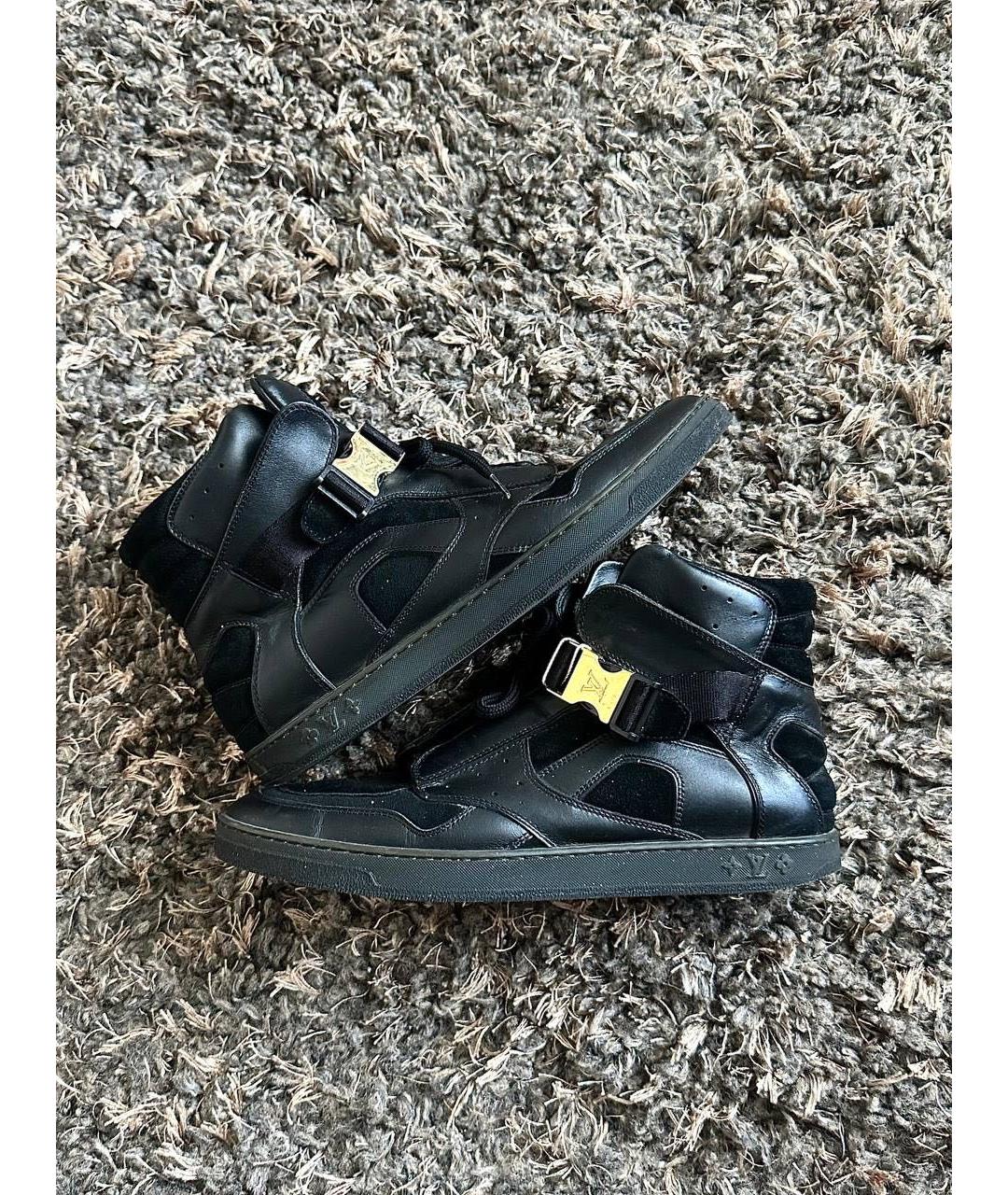 LOUIS VUITTON Черные кожаные высокие кроссовки / кеды, фото 3