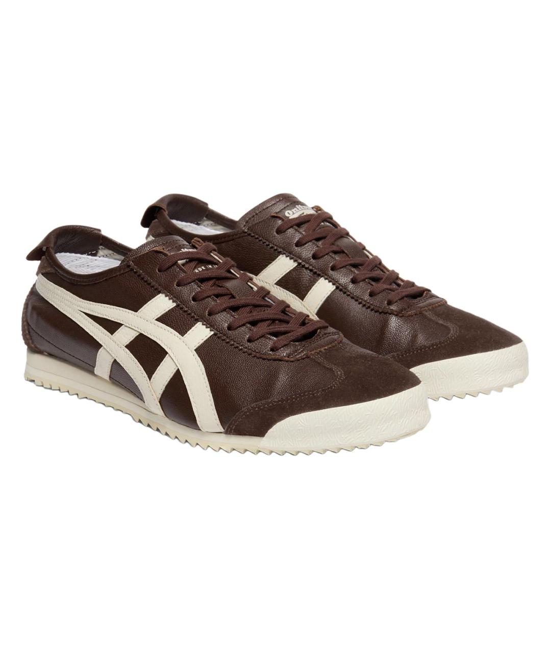 ONITSUKA TIGER Коричневые кожаные кроссовки, фото 4