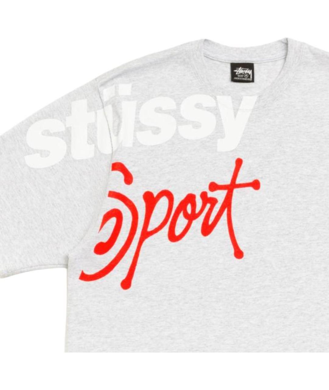 STUSSY Серая хлопковая футболка, фото 4