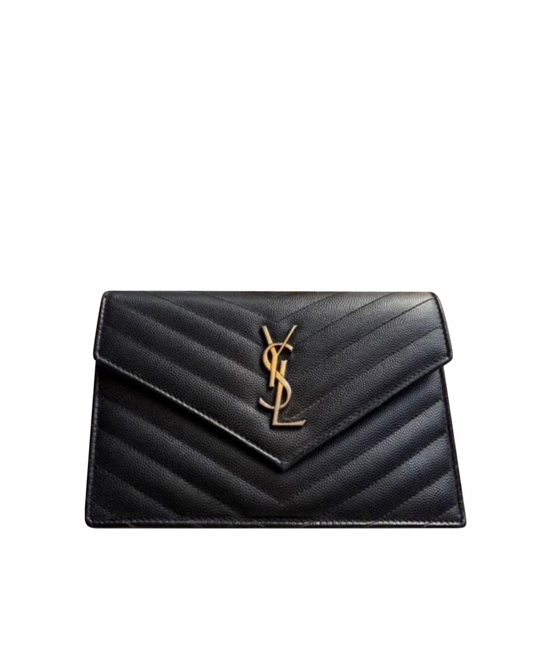 SAINT LAURENT Черная кожаная сумка через плечо, фото 1