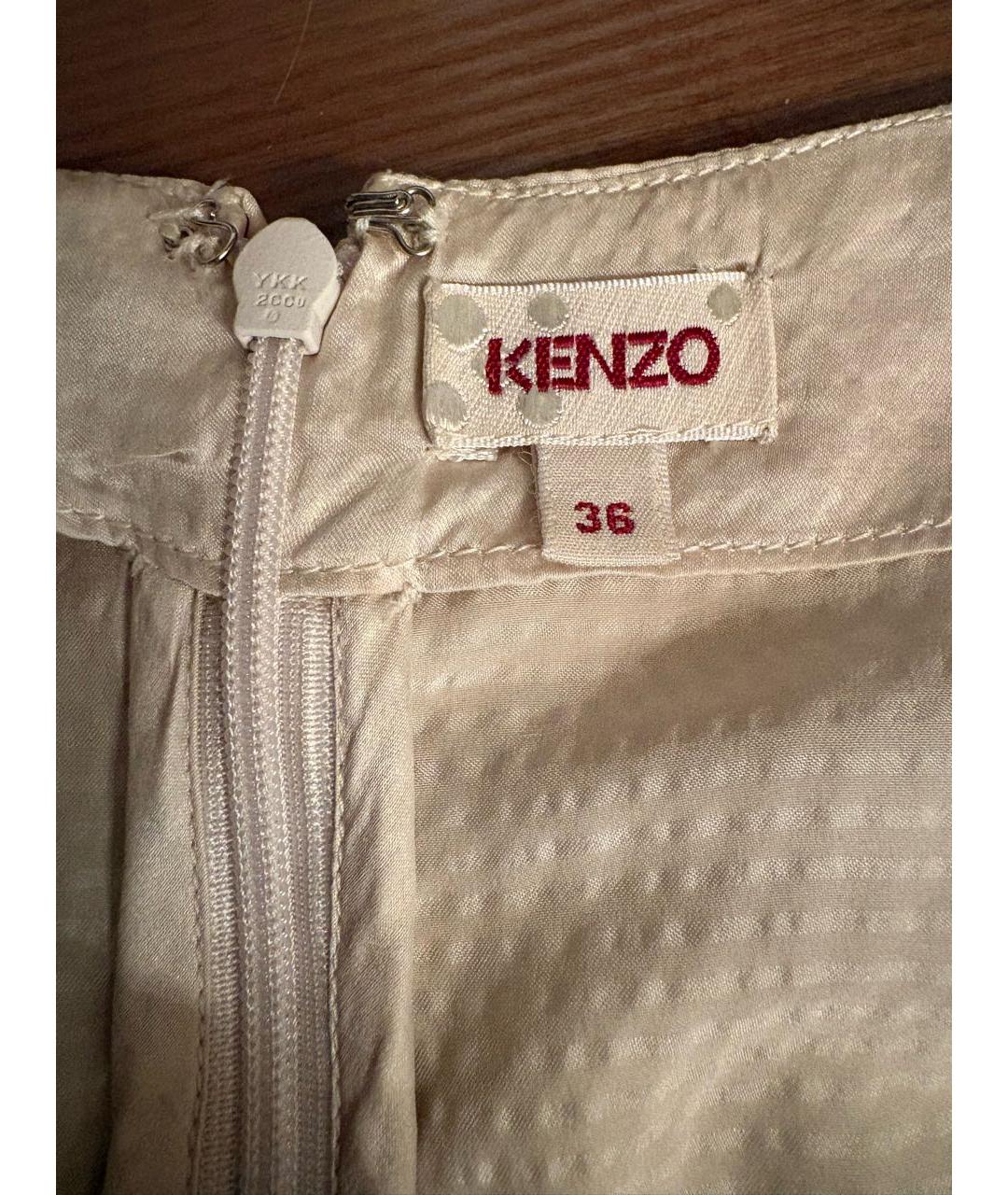 KENZO Бежевое шелковое коктейльное платье, фото 5