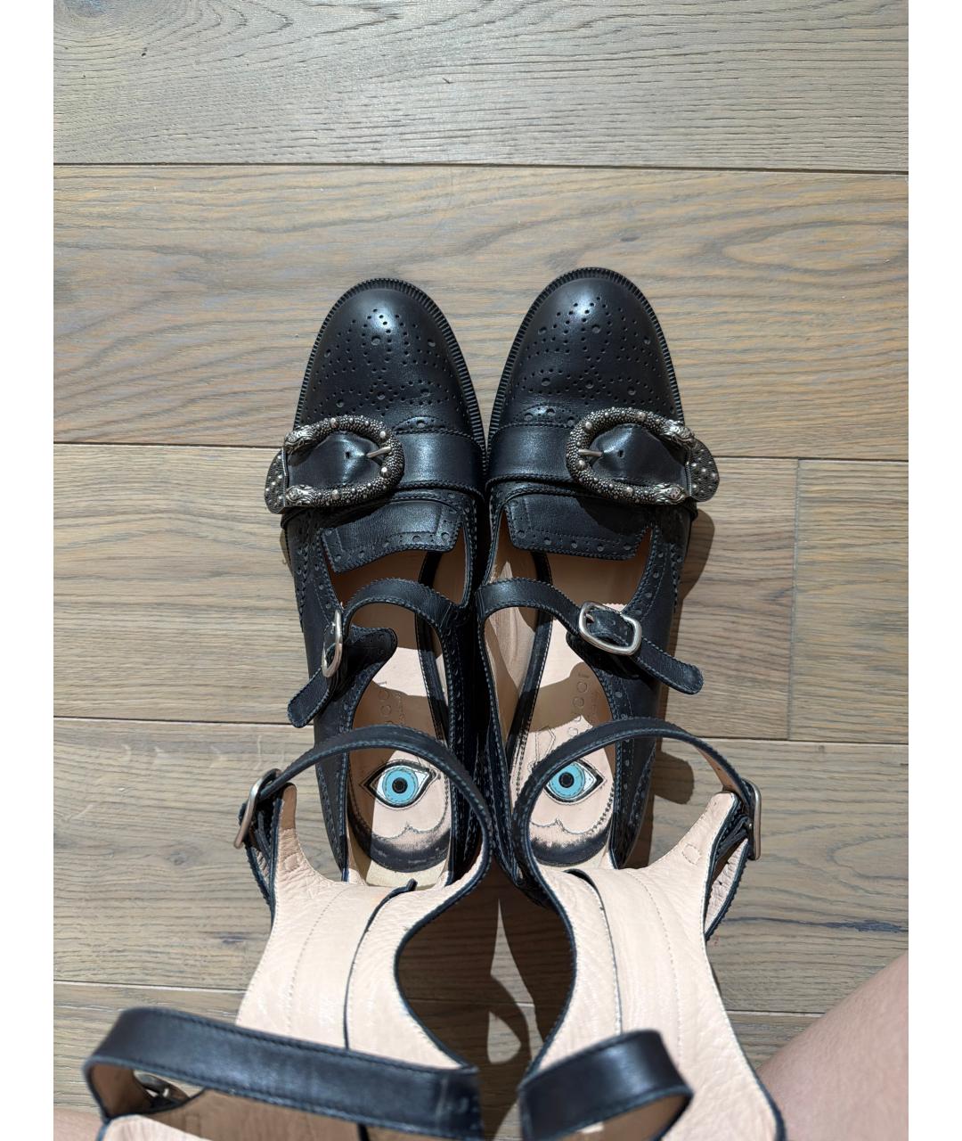 GUCCI Черные кожаные брогги и оксфорды, фото 8