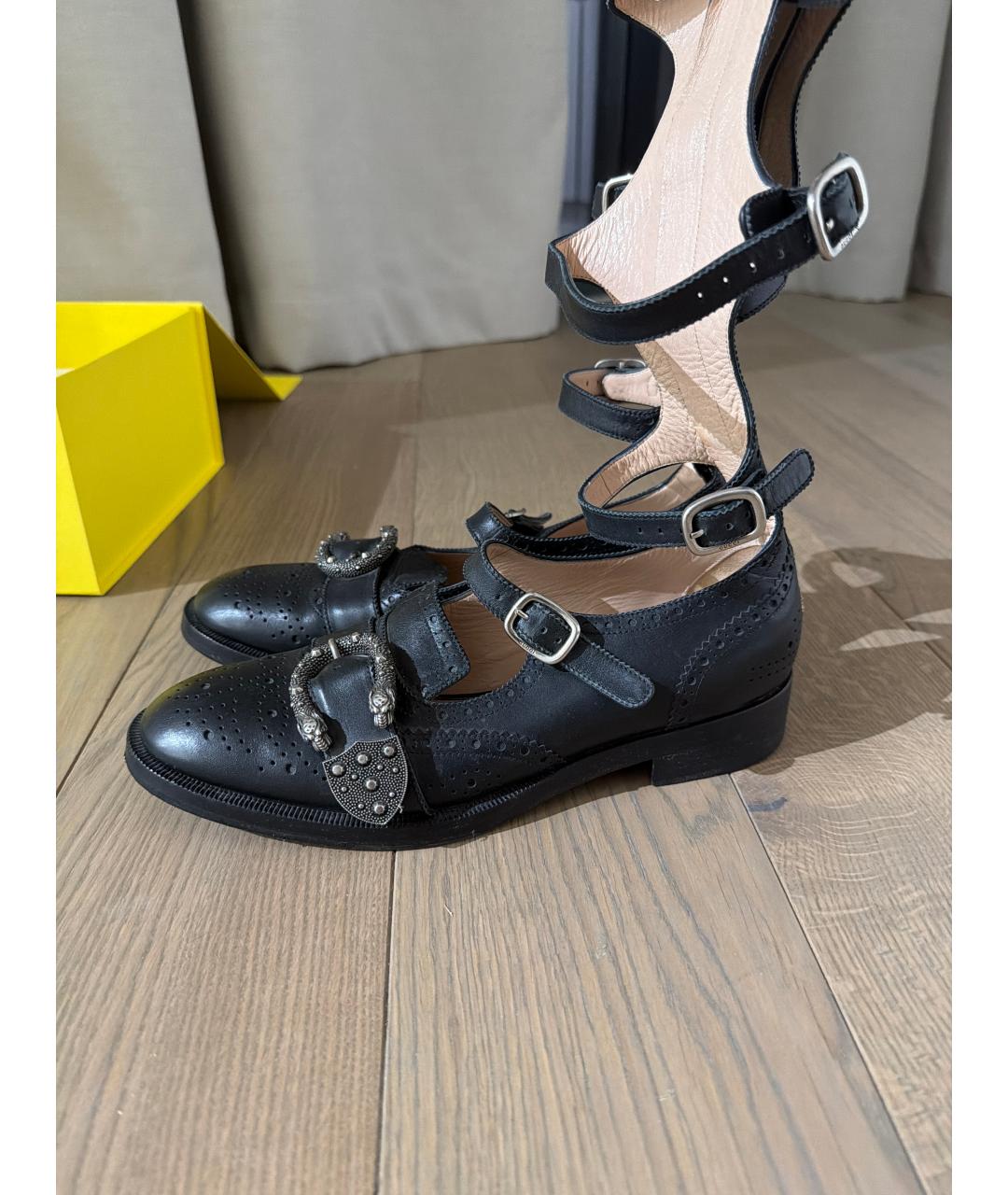 GUCCI Черные кожаные брогги и оксфорды, фото 10