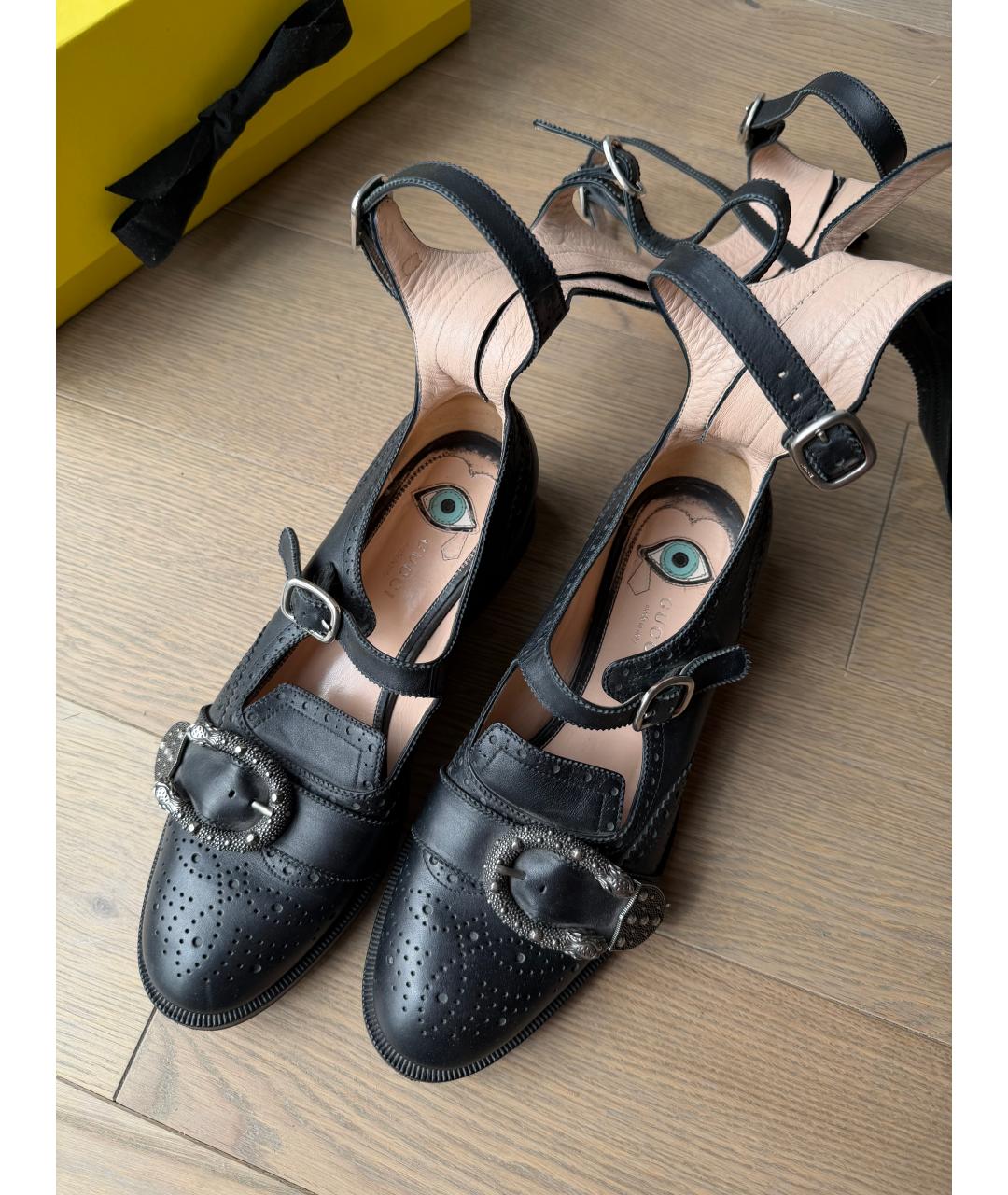 GUCCI Черные кожаные брогги и оксфорды, фото 2