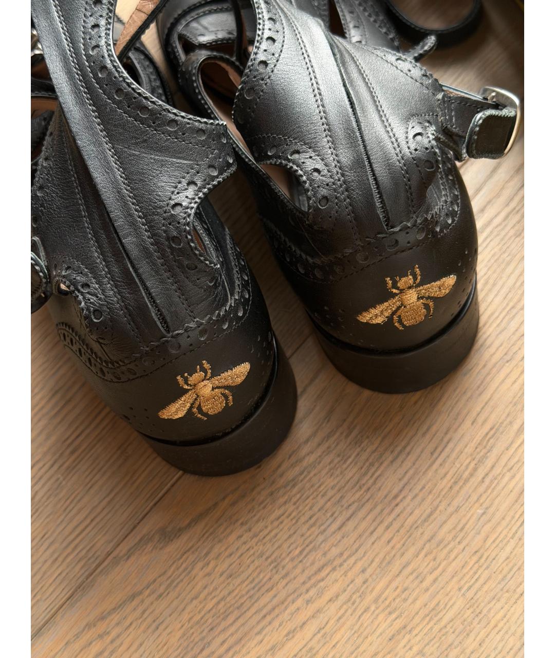 GUCCI Черные кожаные брогги и оксфорды, фото 4