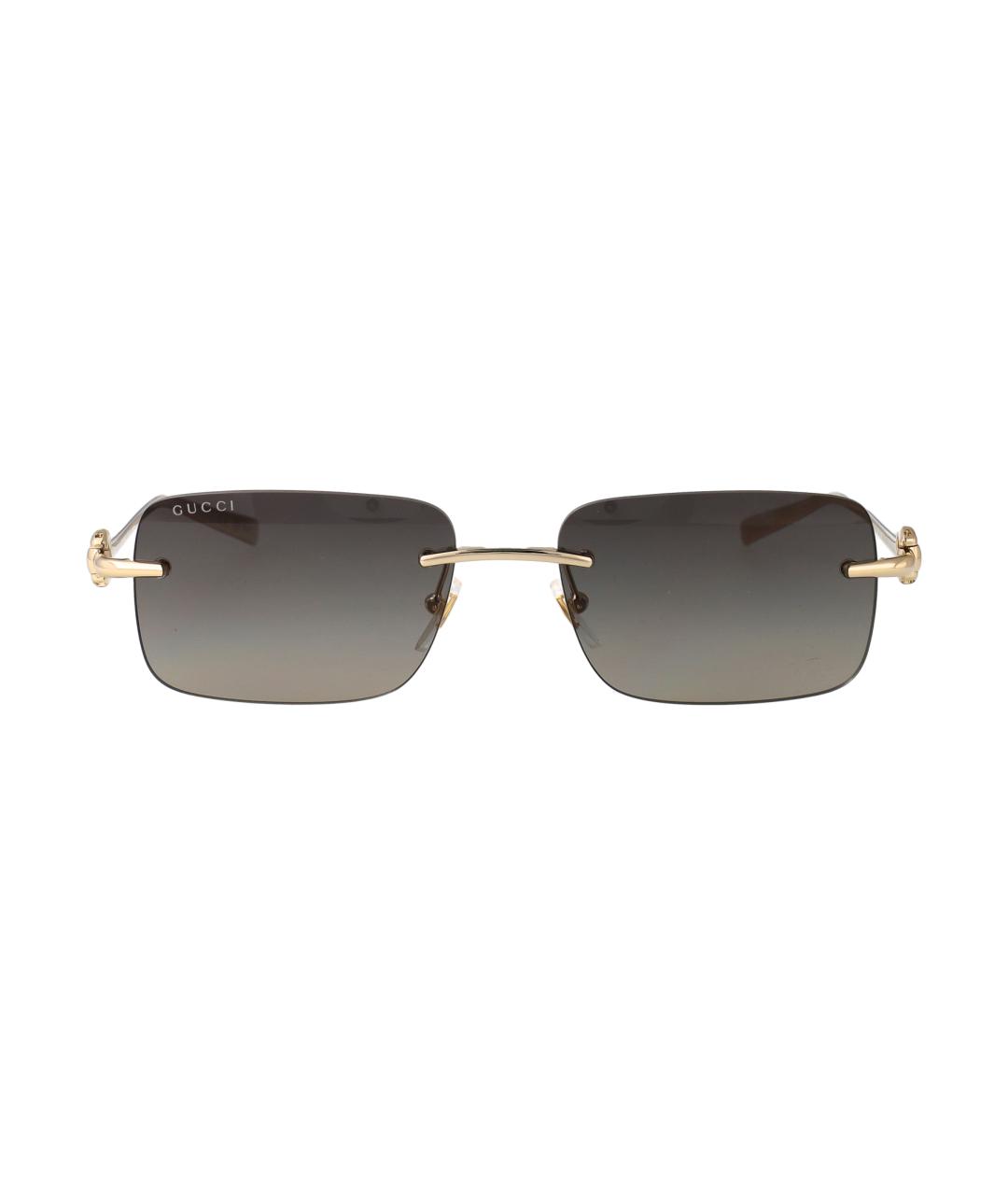 GUCCI Золотые металлические солнцезащитные очки, фото 2