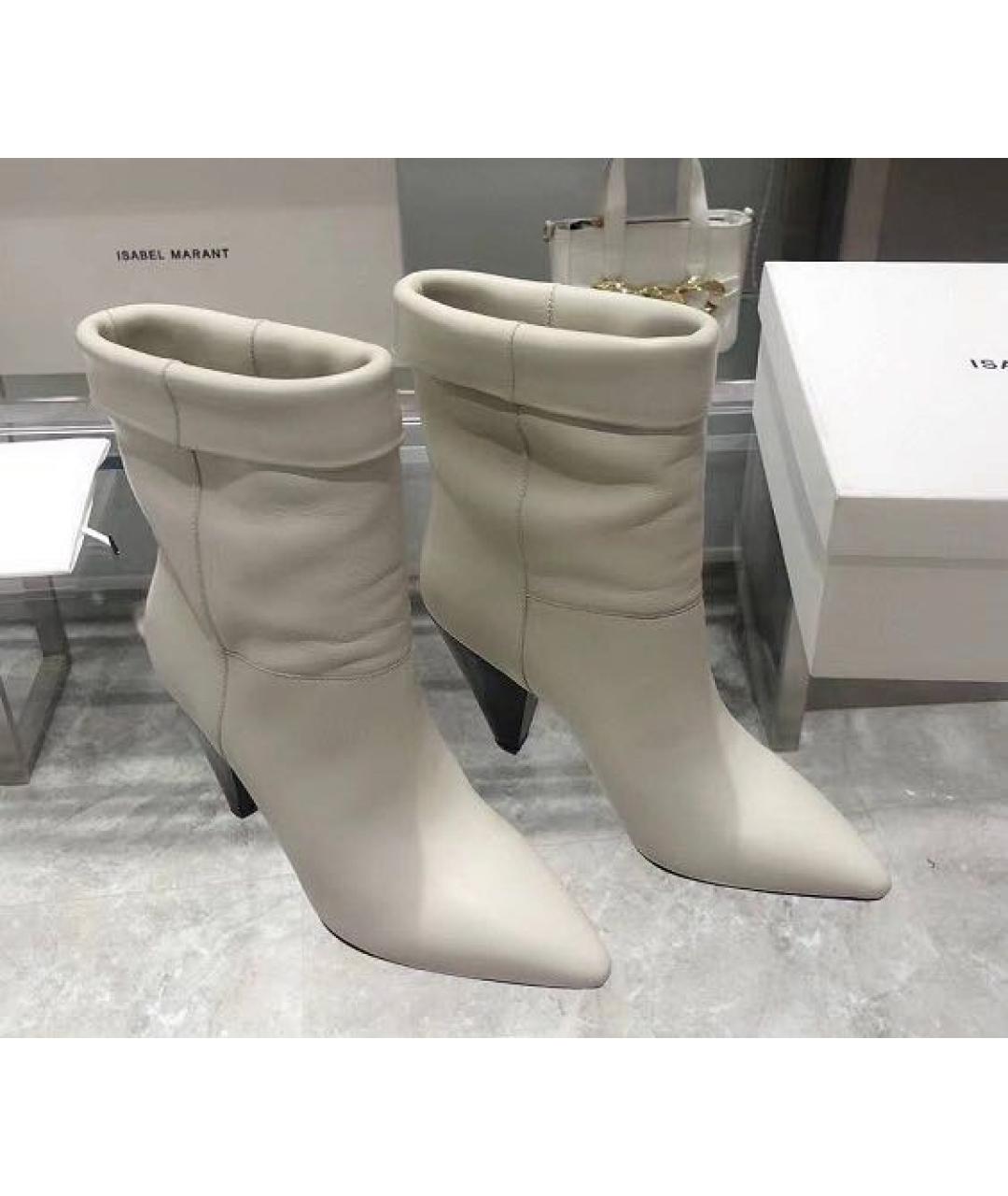 ISABEL MARANT Белые кожаные ботильоны, фото 5