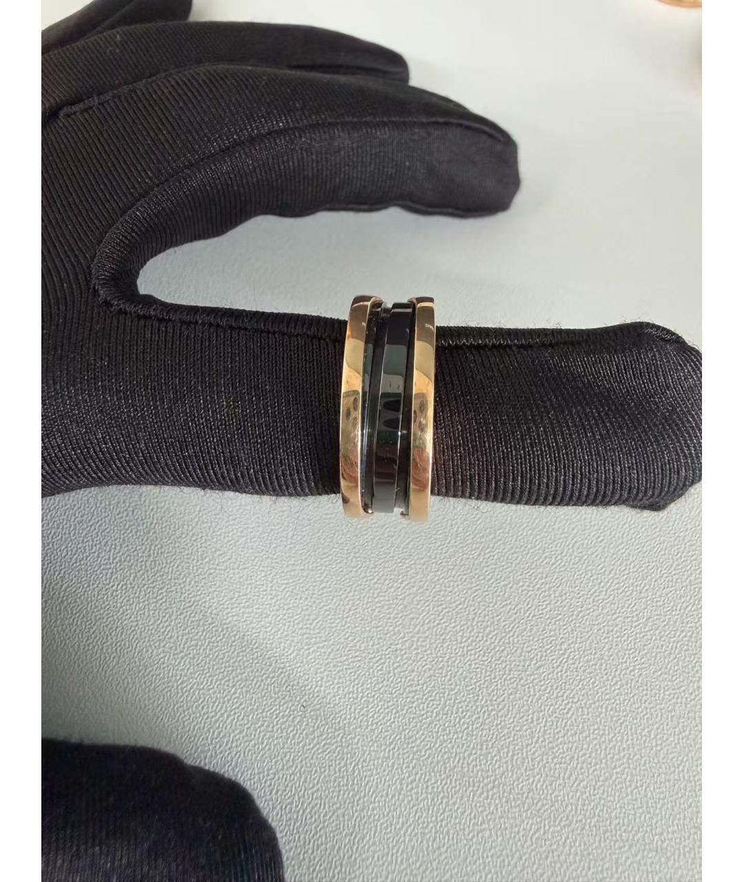 BVLGARI Черное кольцо из розового золота, фото 4
