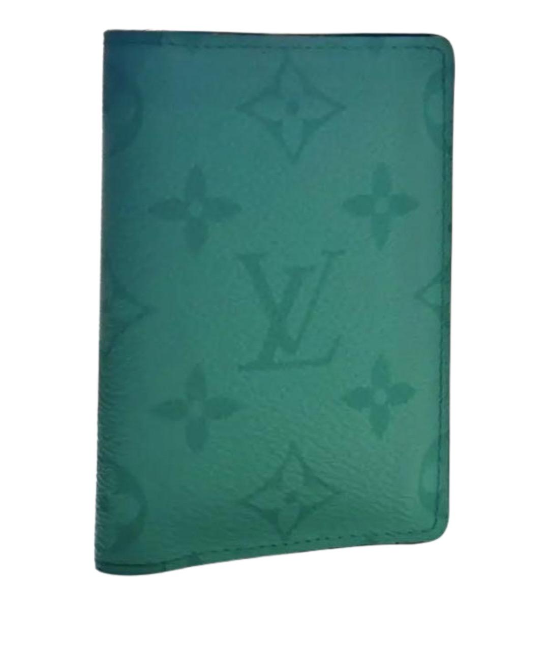 LOUIS VUITTON Бирюзовый кожаный кардхолдер, фото 1