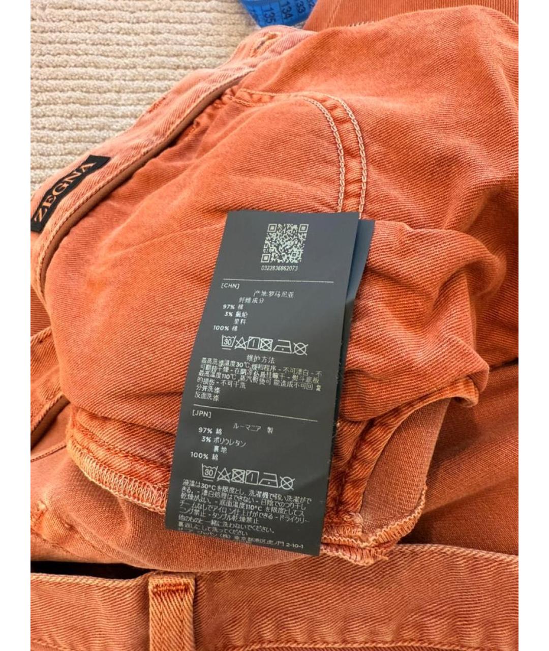 ZEGNA Оранжевые хлопко-эластановые джинсы скинни, фото 8