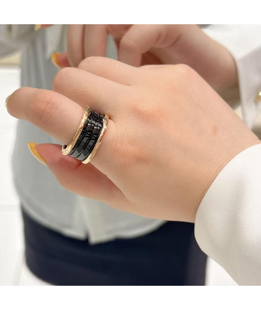 BVLGARI Черное кольцо из розового золота, фото 5