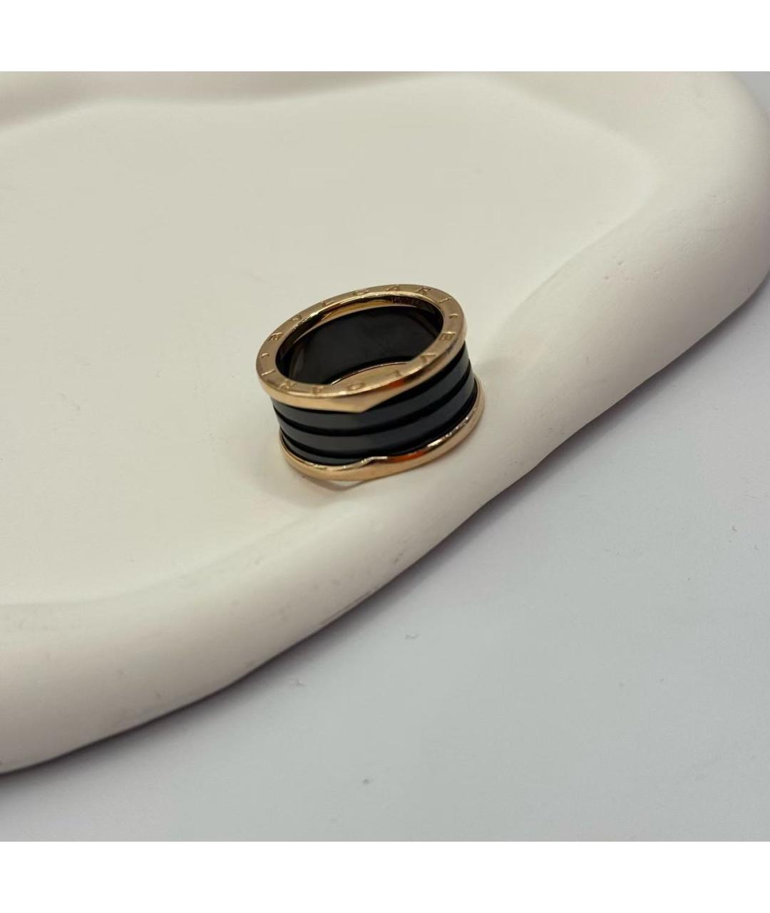 BVLGARI Черное кольцо из розового золота, фото 4