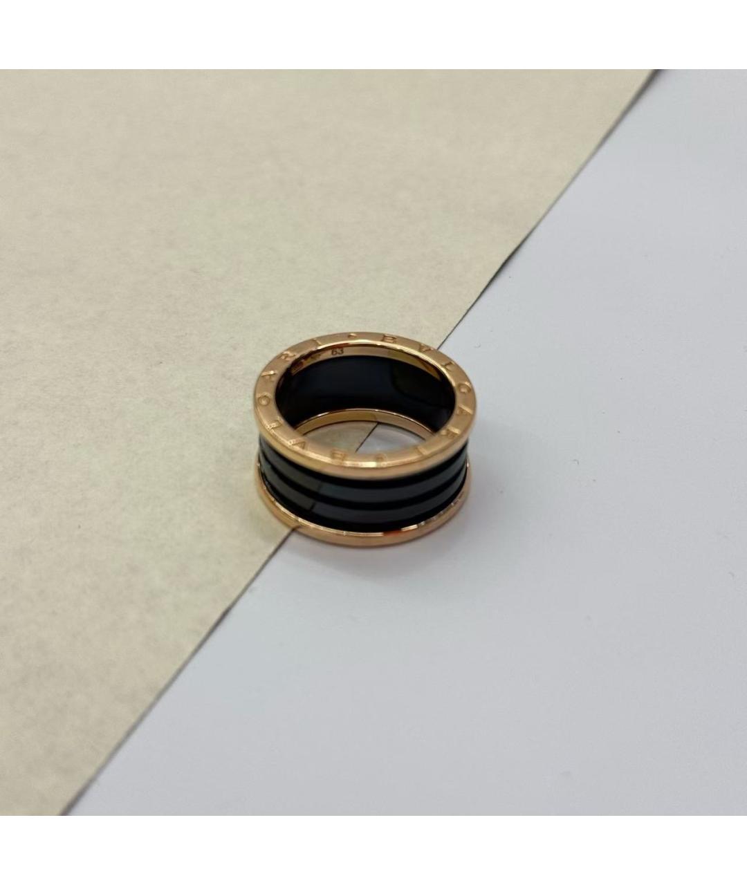 BVLGARI Черное кольцо из розового золота, фото 2
