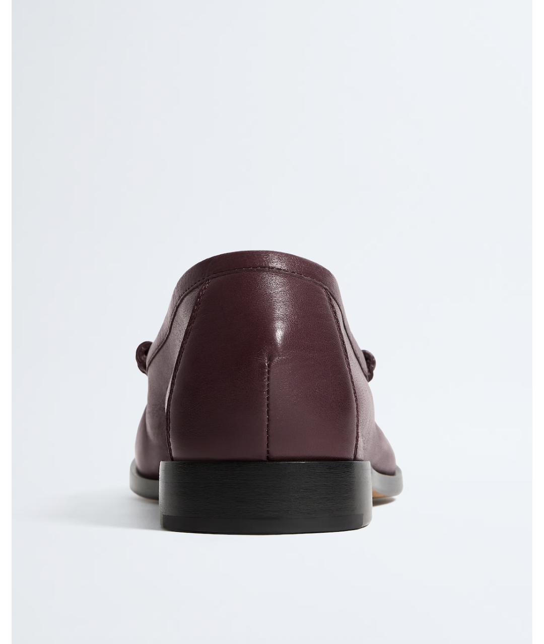 BOTTEGA VENETA Бордовые кожаные лоферы, фото 5