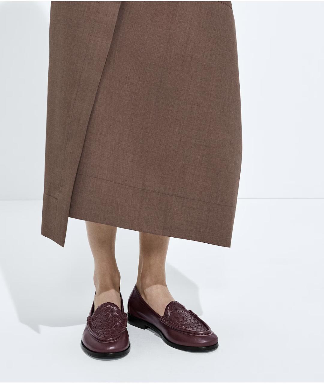 BOTTEGA VENETA Бордовые кожаные лоферы, фото 2