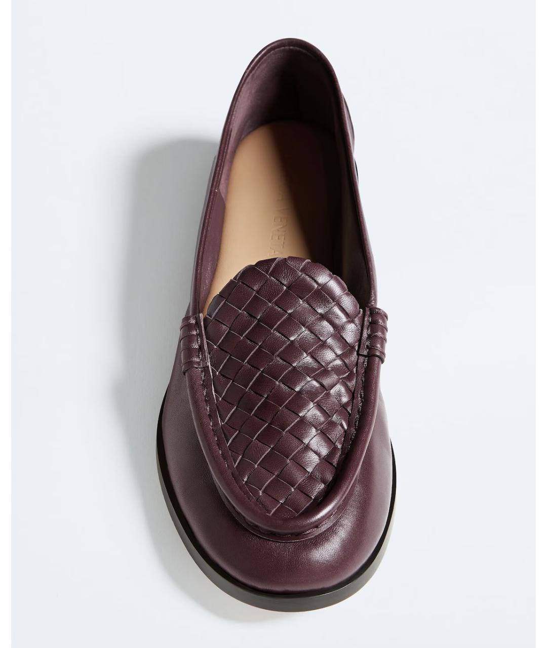 BOTTEGA VENETA Бордовые кожаные лоферы, фото 4