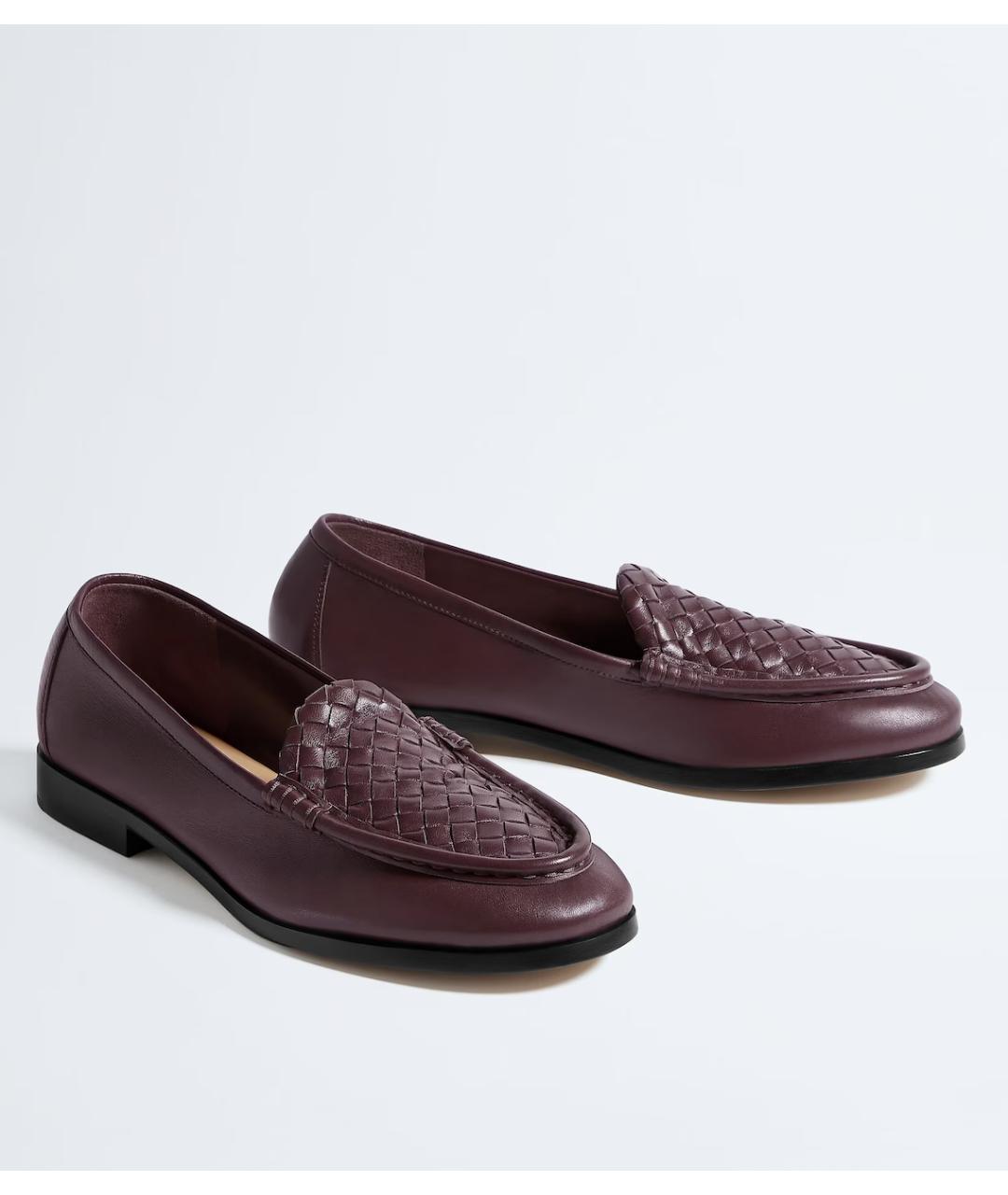 BOTTEGA VENETA Бордовые кожаные лоферы, фото 3