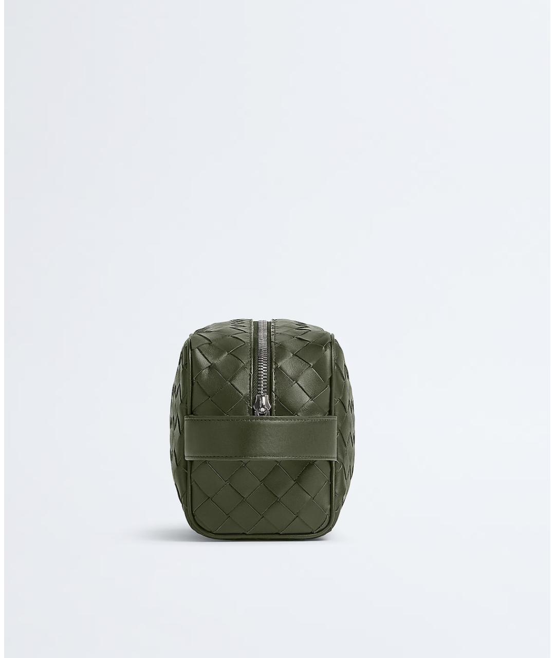 BOTTEGA VENETA Зеленая кожаная барсетка, фото 3