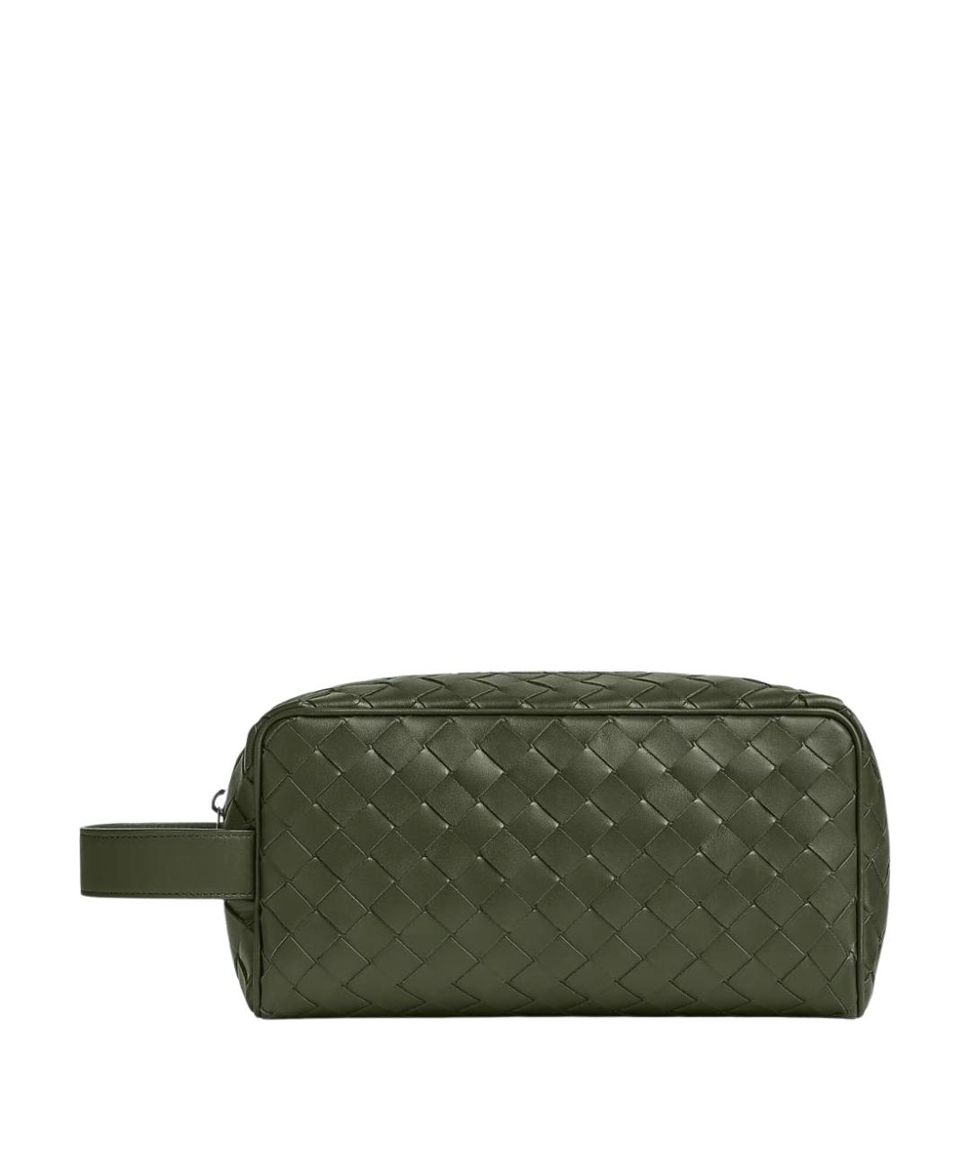 BOTTEGA VENETA Зеленая кожаная барсетка, фото 1
