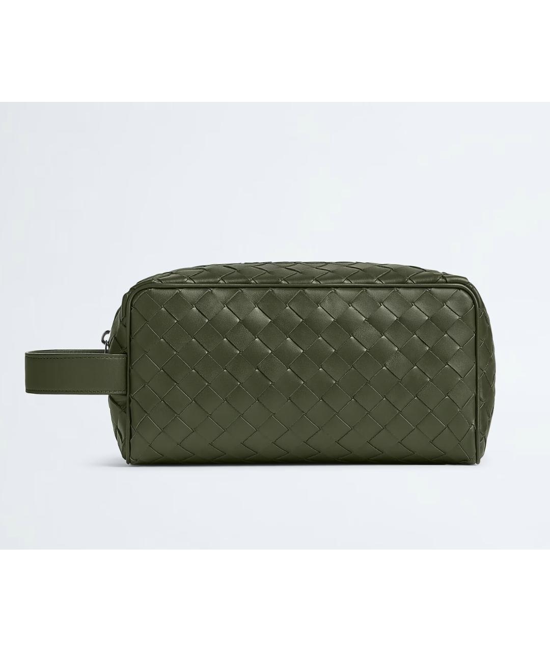 BOTTEGA VENETA Зеленая кожаная барсетка, фото 4