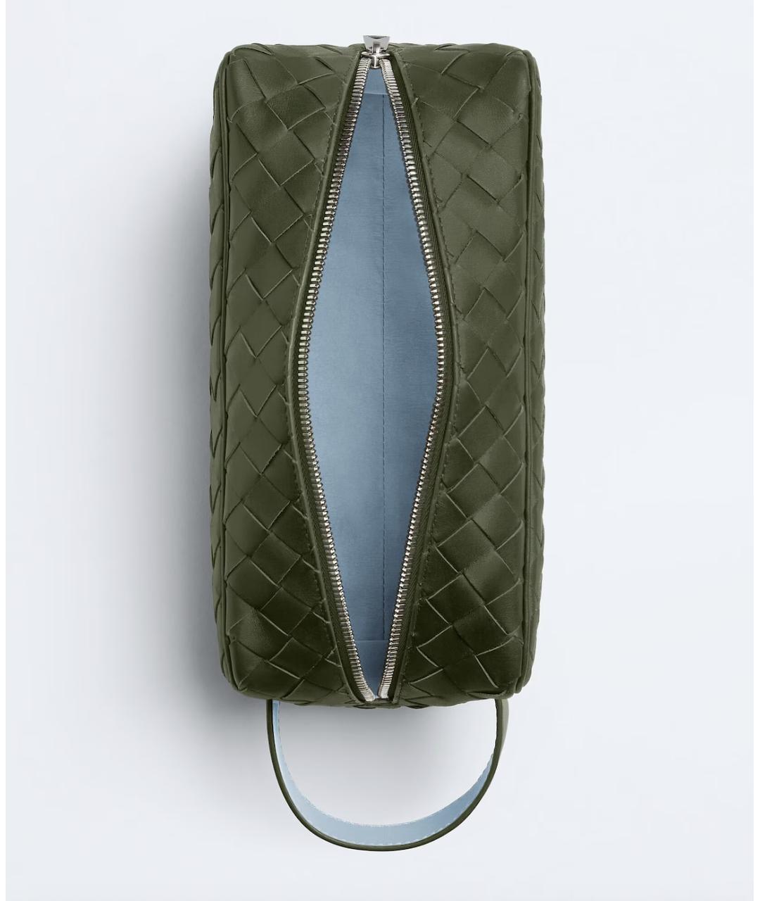 BOTTEGA VENETA Зеленая кожаная барсетка, фото 2